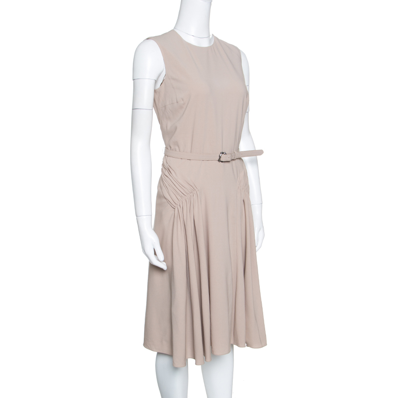 

Ralph Lauren Brown Wool Gathered Belted Louisa Dress