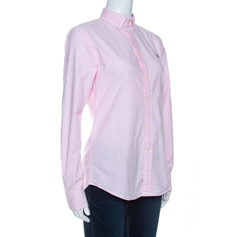 

Ralph Lauren Pink Light Weight Oxford Slim Fit Button Down Shirt