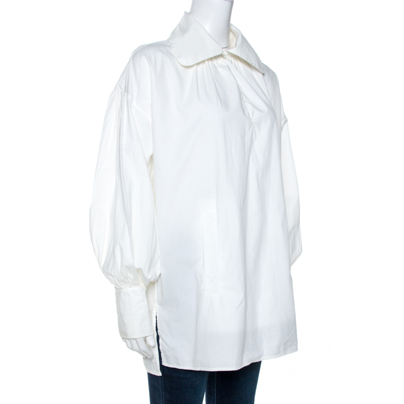 

Ralph Lauren White Cotton Balloon Sleeve Oversized Blouse