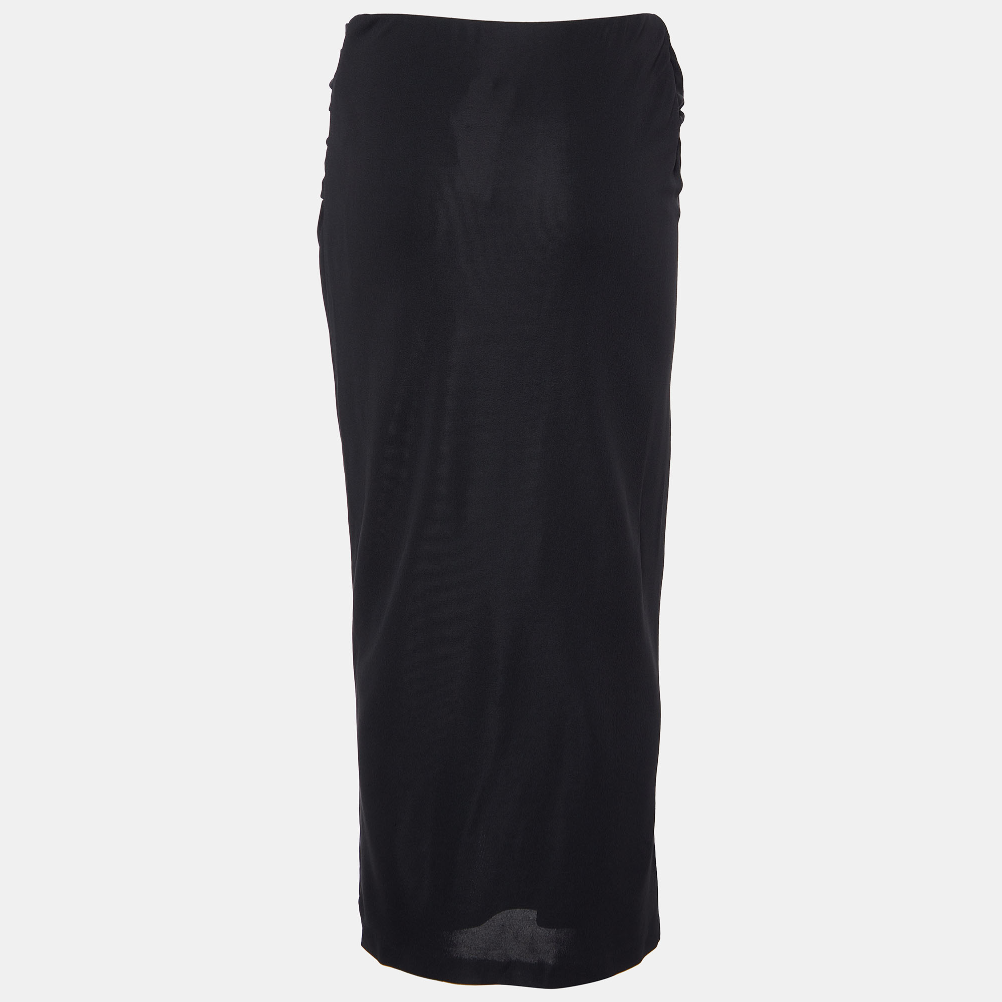 

Ralph Lauren Black Jersey Draped Midi Skirt