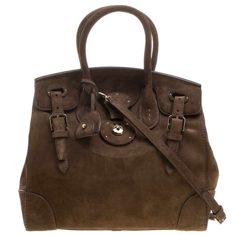 Pre Owned Ralph Lauren Brown Suede Ricky Top Handle Bag
