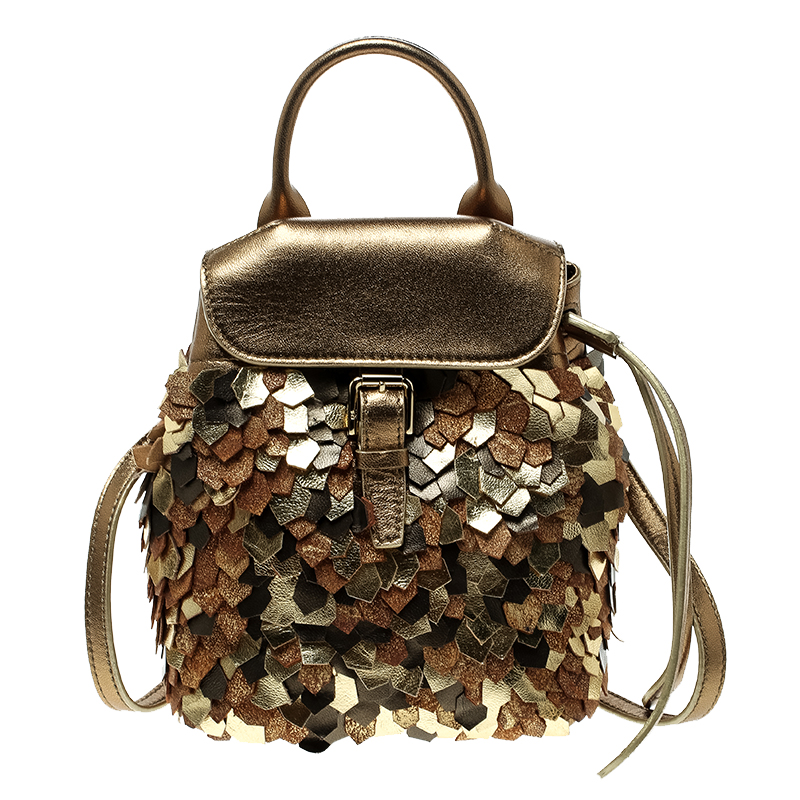 Pre Owned Ralph Lauren Bronze Leather Backpack