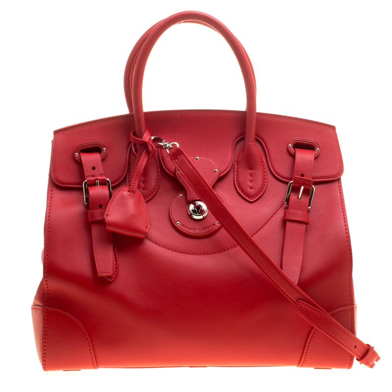 Pre Owned Ralph Lauren Red Leather Ricky Top Handle Bag