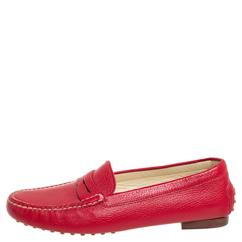 

Ralph Lauren Red Leather Penny Slip On Loafers Size
