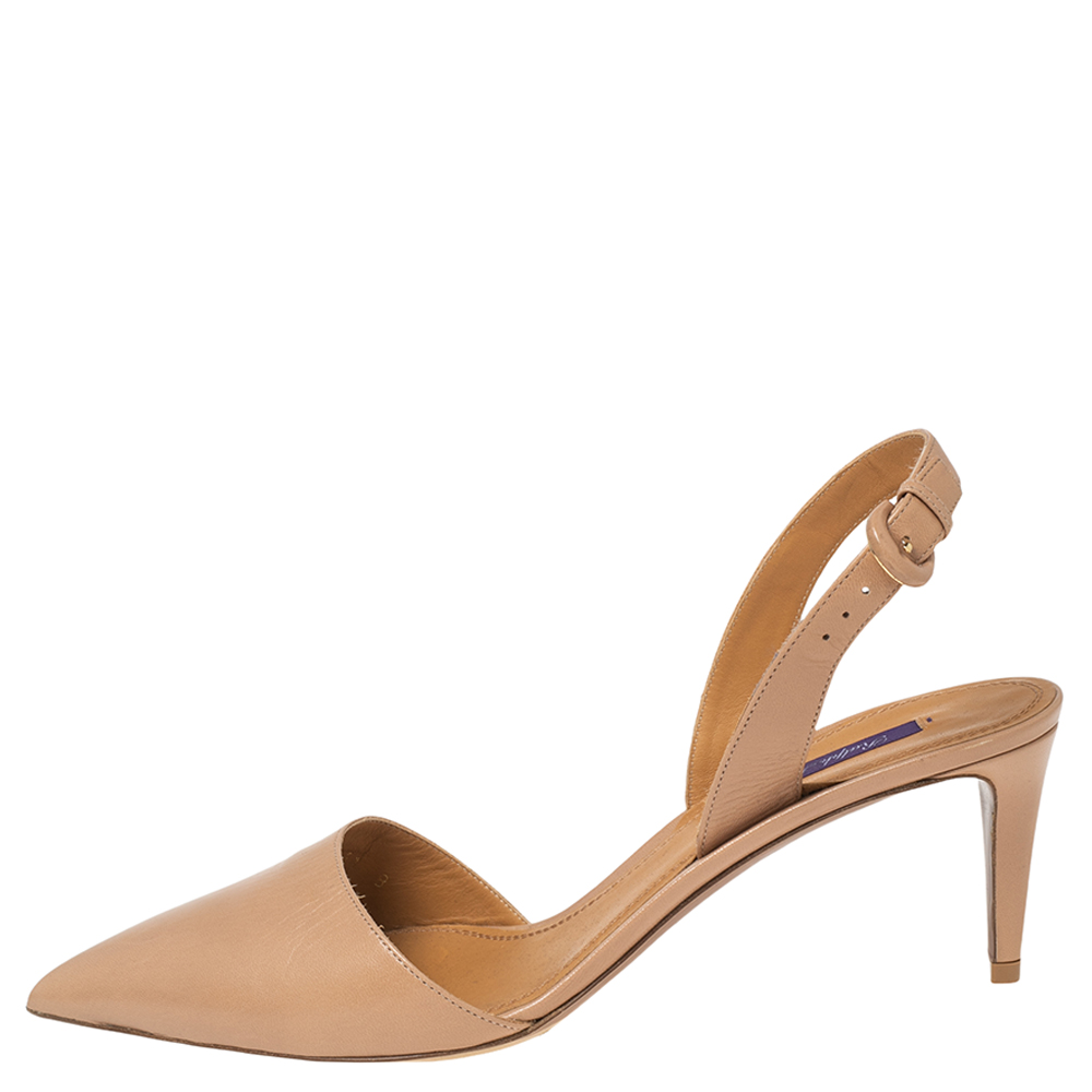 

Ralph Lauren Beige Leather Pointed Toe Slingback Sandals Size