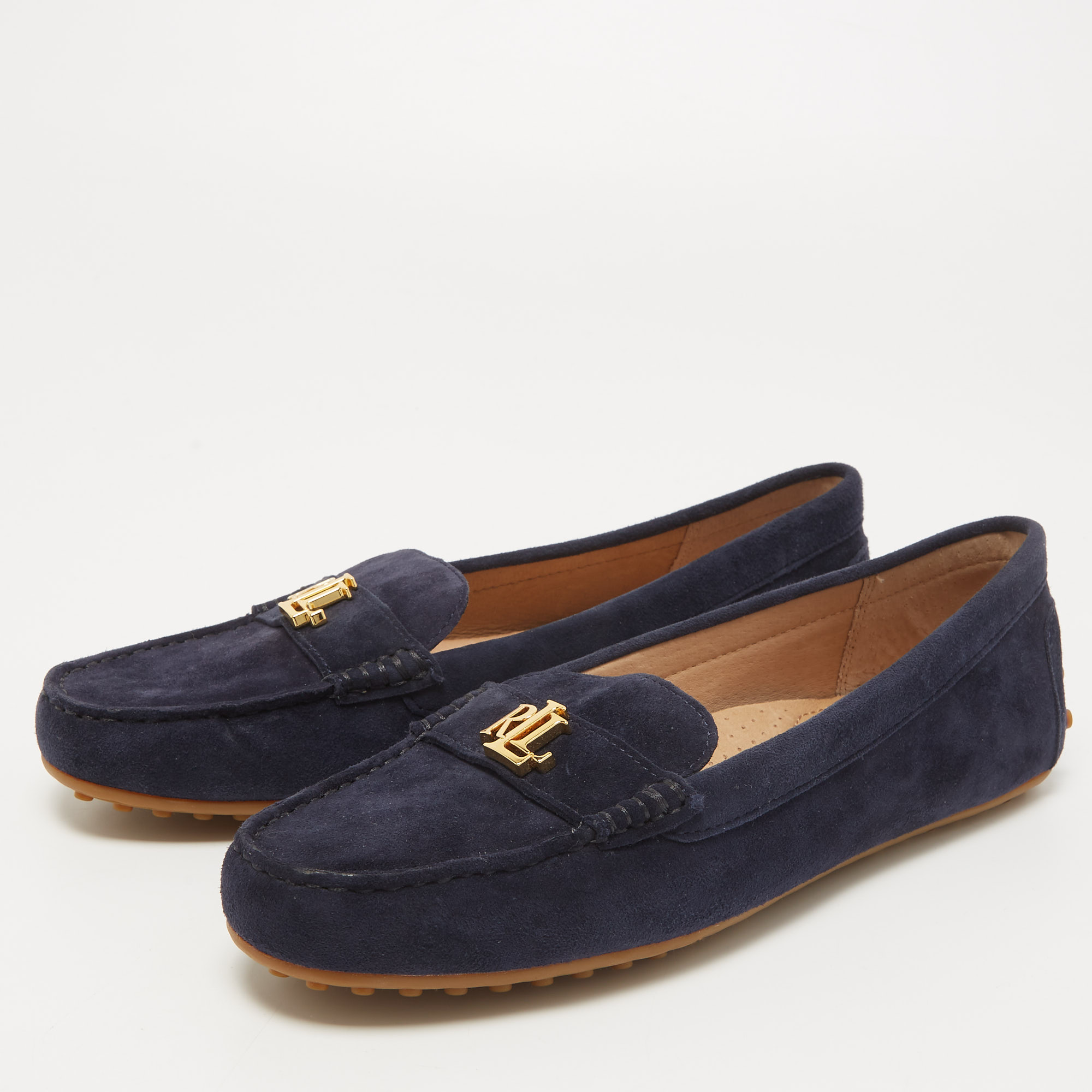 

Ralph Lauren Navy Blue Suede Barnsbury Loafers Size