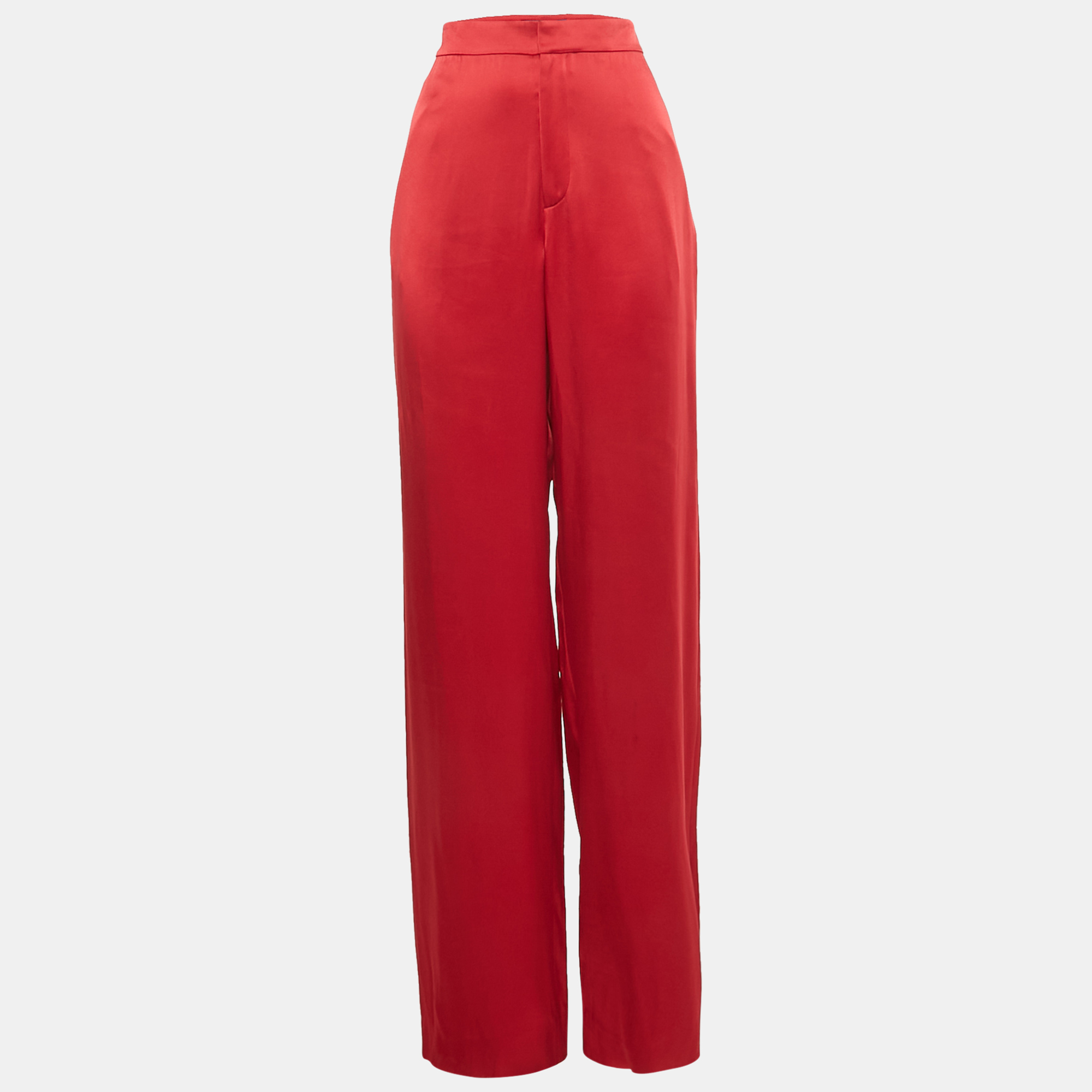 

Ralph Lauren Purple Label Red Satin Wide-Leg Trousers S