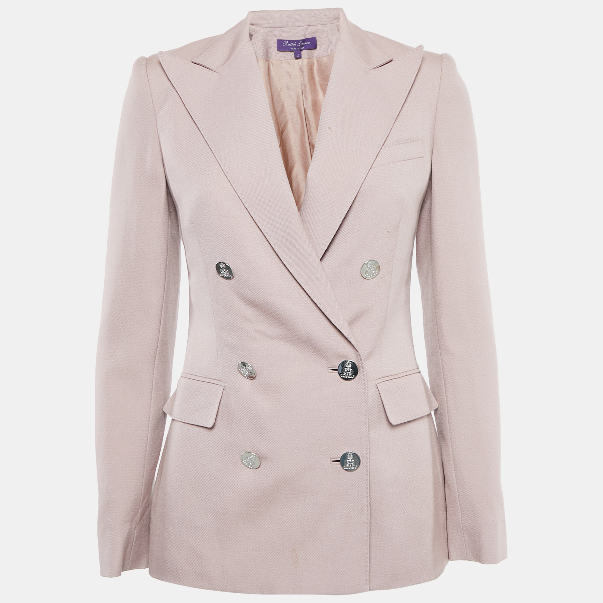 

Ralph Lauren Purple Label Dusty Pink Cashmere Double Breasted Blazer S