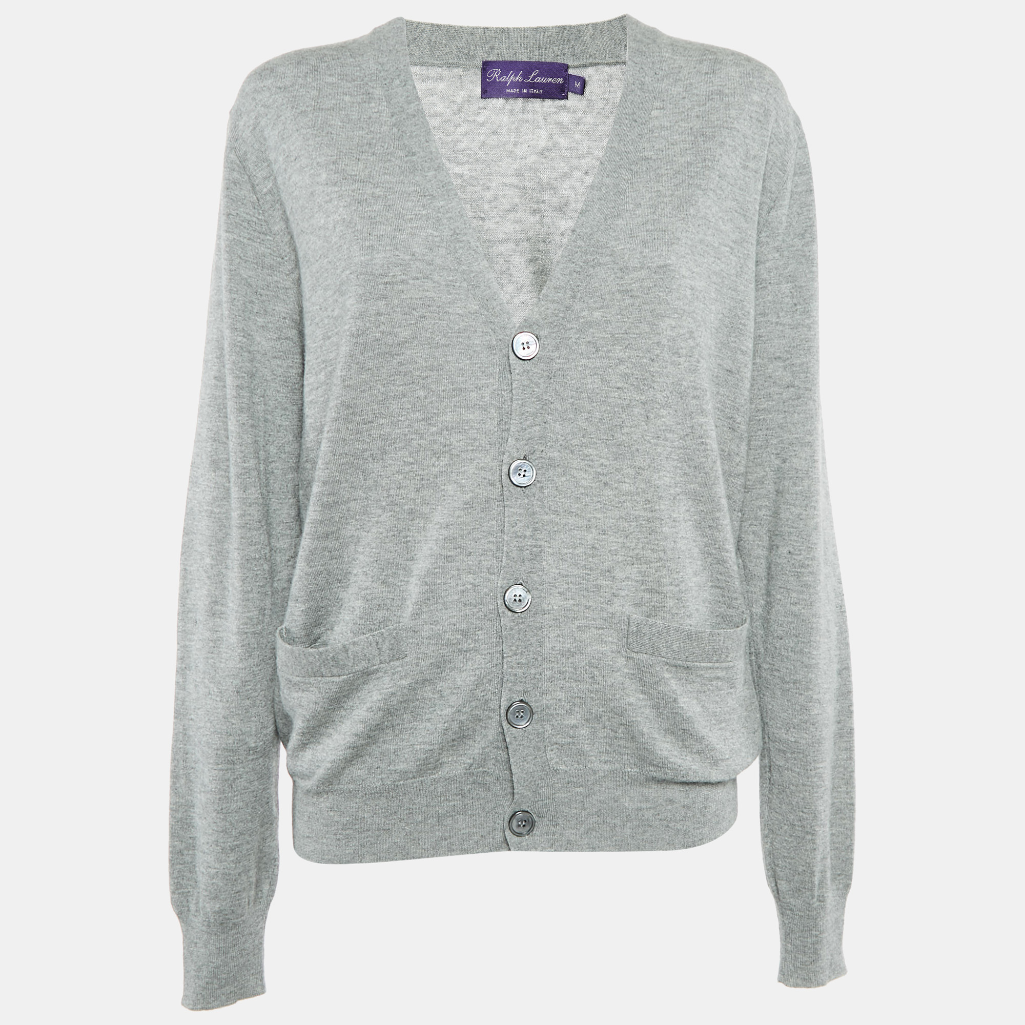 

Ralph Lauren Purple Label Grey Cashmere Button Front Cardigan M