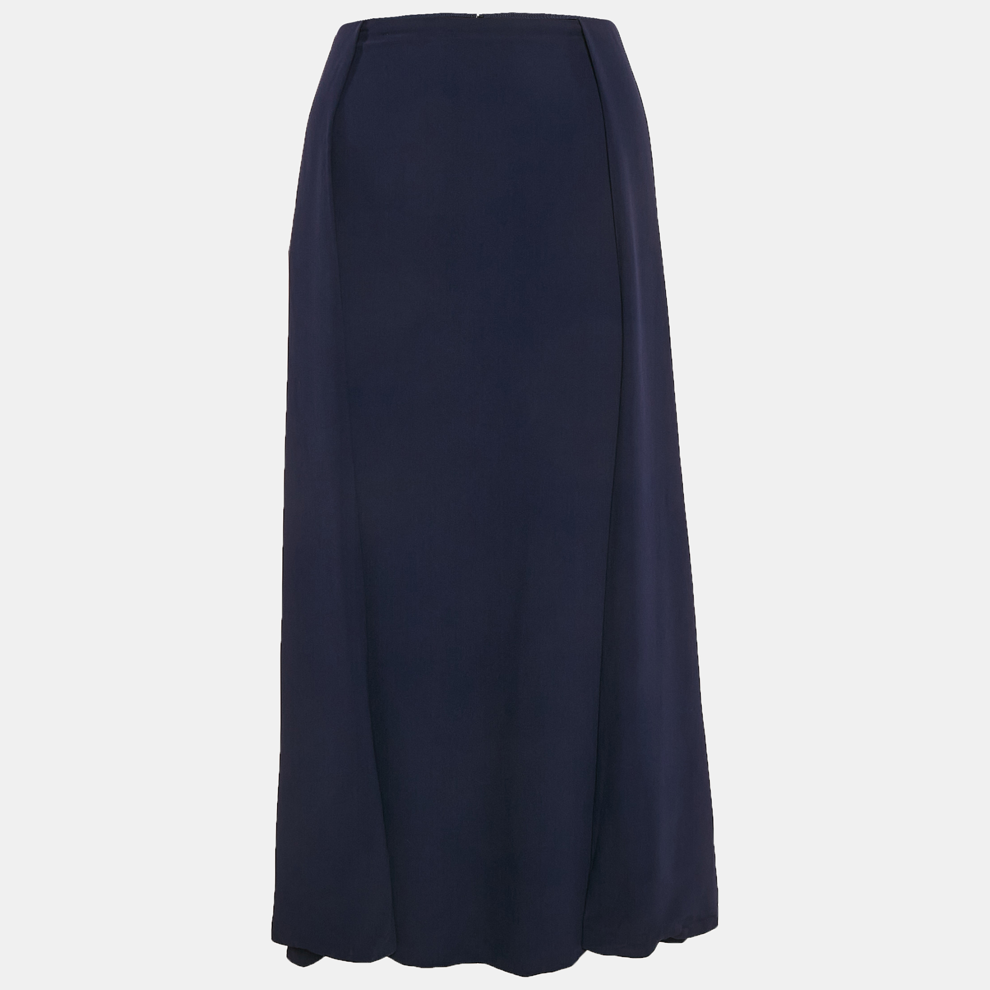 

Ralph Lauren Purple Label Crepe Drape Style Midi Skirt L, Navy blue