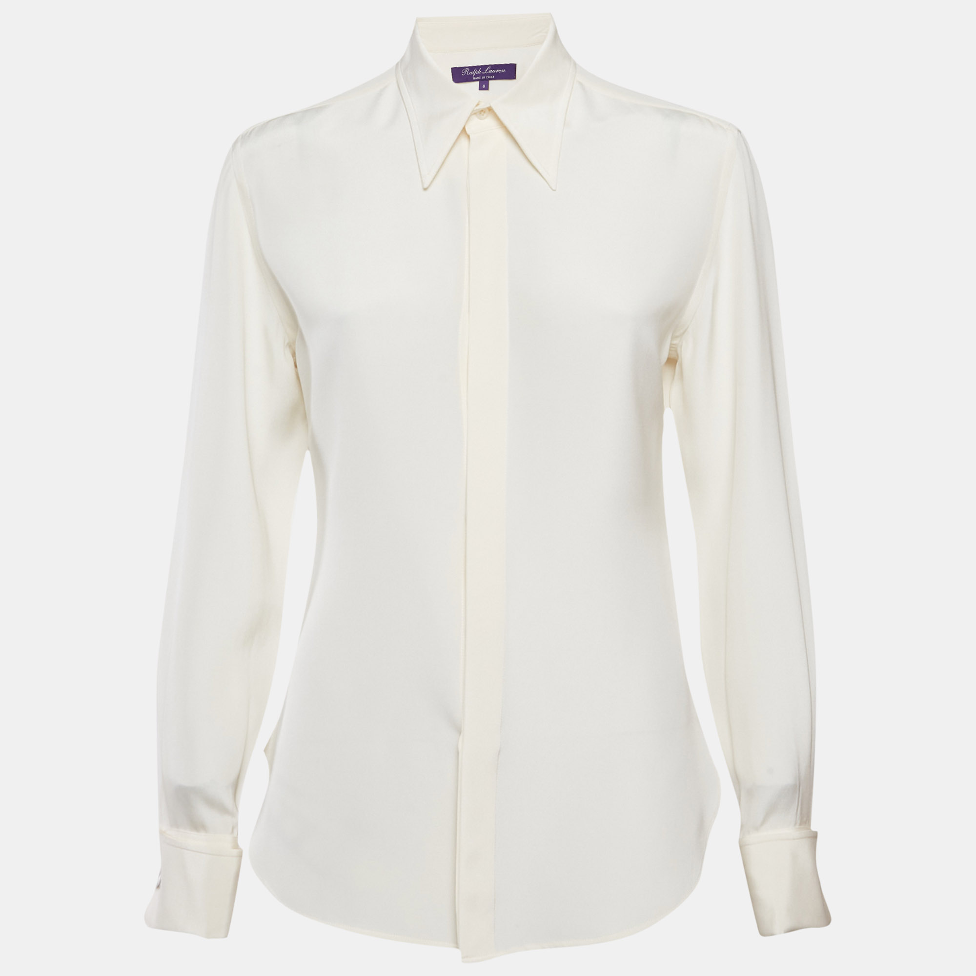 

Ralph Lauren Purple Label Off-White Silk Button Front Shirt M