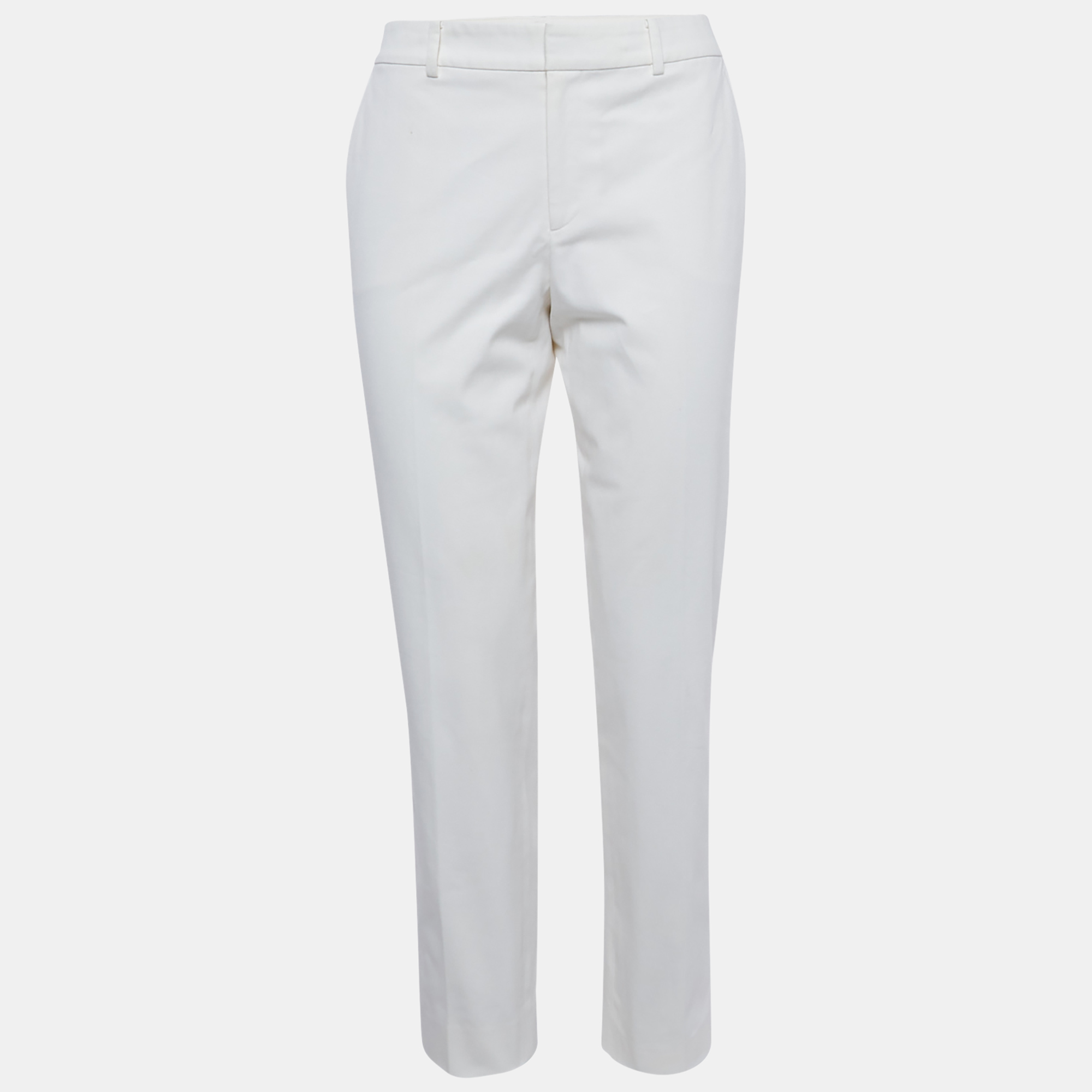 

Ralph Lauren Purple Label White Gabardine Heidi Skinny Pants S, Cream
