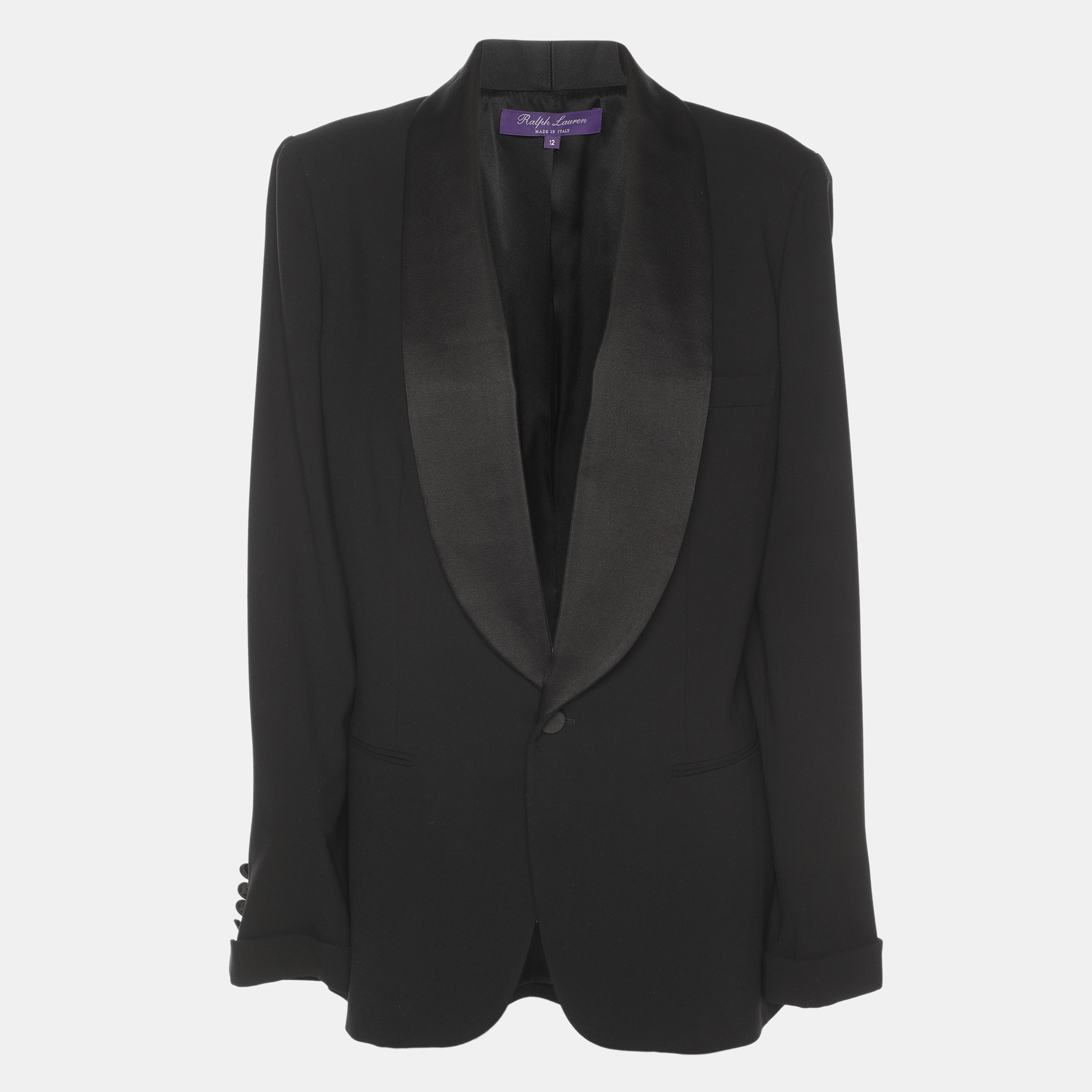 RALPH LAUREN Pre-owned Black Wool Single Breasted Tuxedo Jacket L