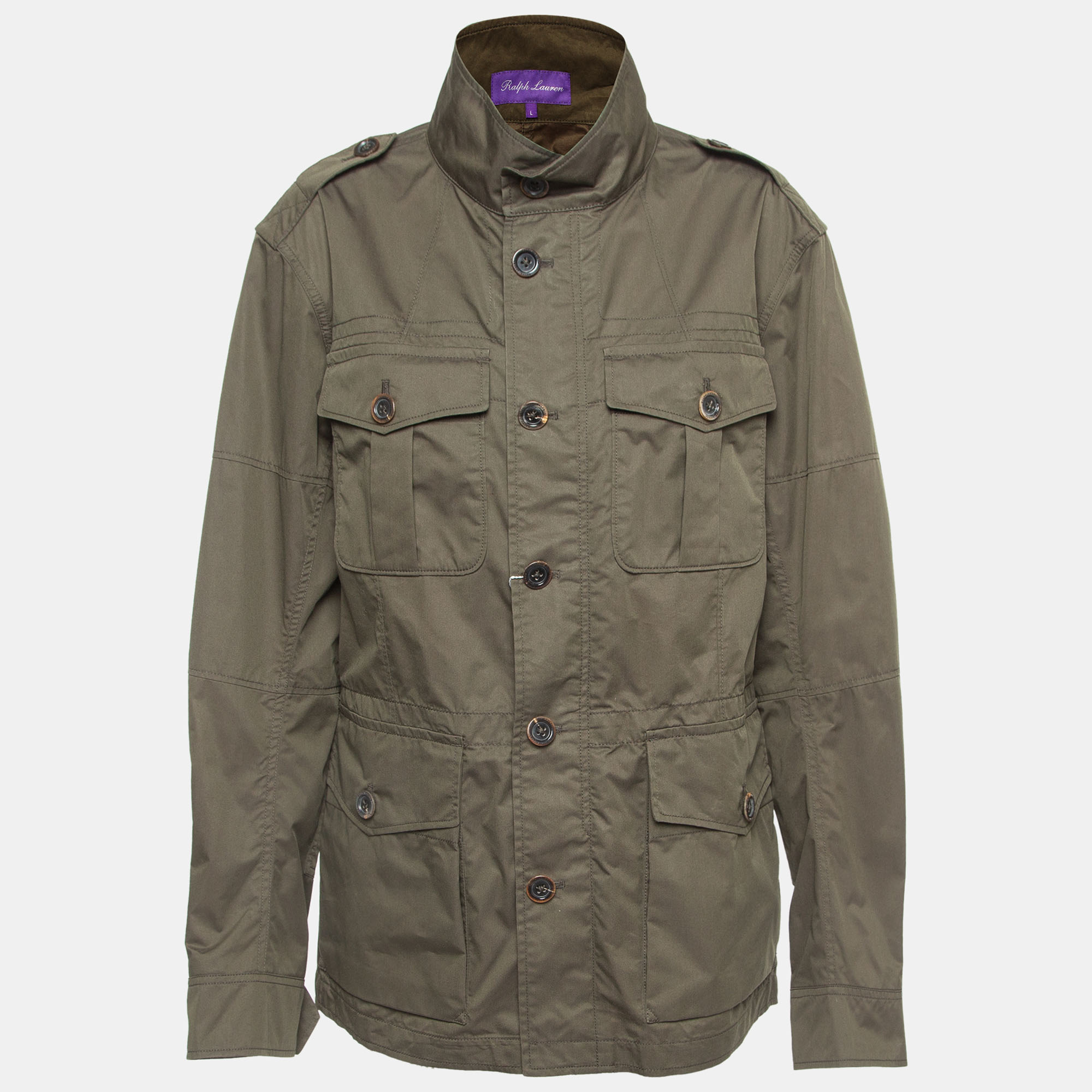 Pre-owned Ralph Lauren Purple Label Green Cotton Blend Windbreaker Jacket L