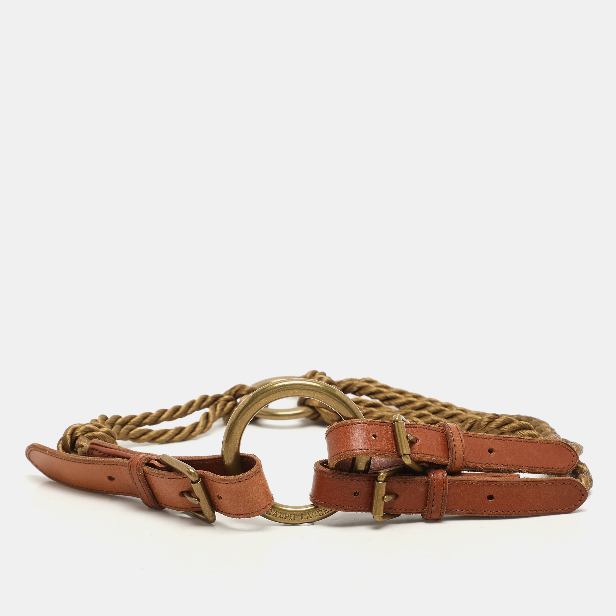 

Ralph Lauren Brown Leather and Rope Braided Waist Belt