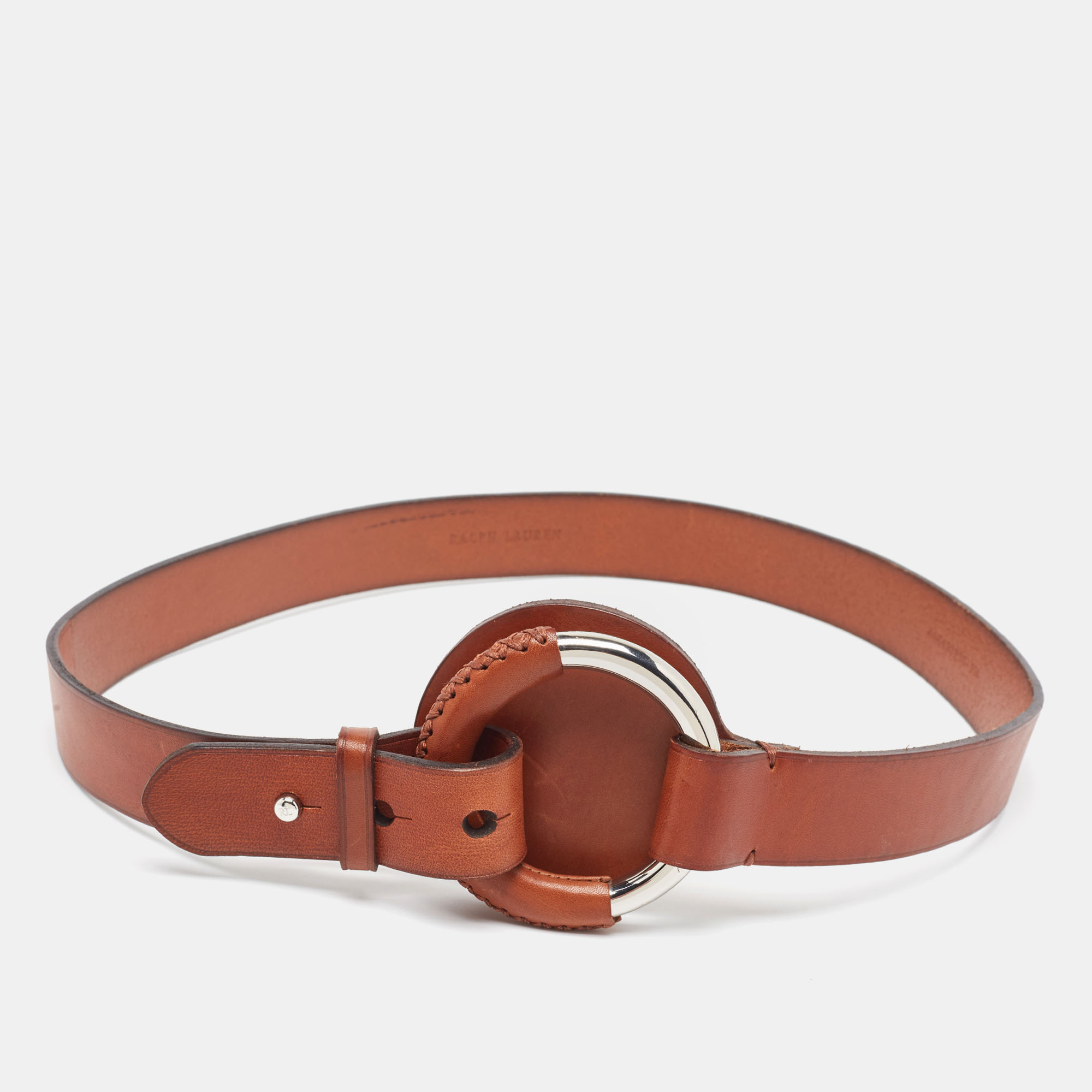 Pre-owned Ralph Lauren Brown Leather Ring Buckle Belt