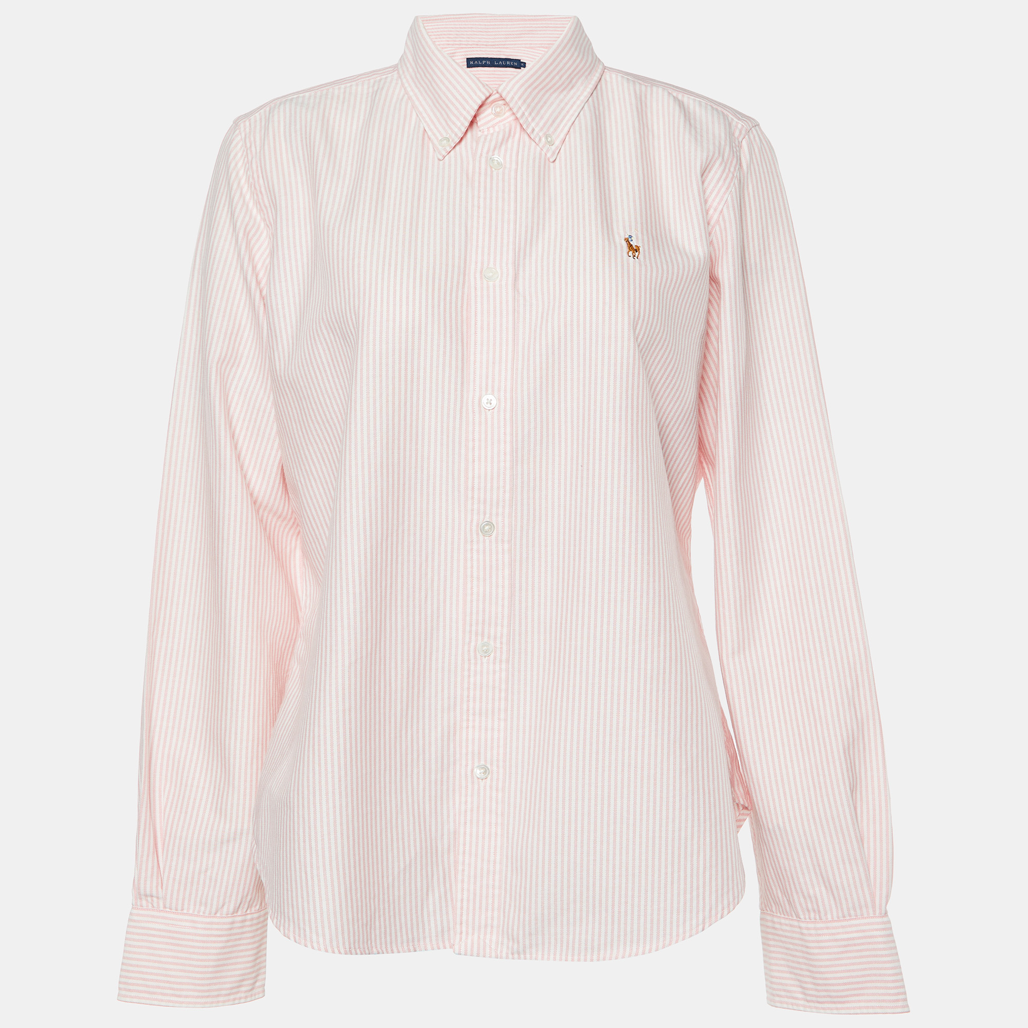 Pre-owned Ralph Lauren Pink Pinstripe Buttoned Down Shirt Xl