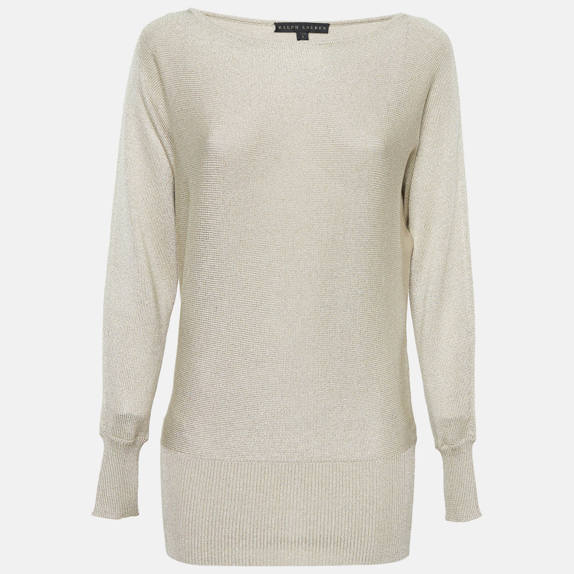 

Ralph Lauren Beige Lurex Rib Knit Sweater S