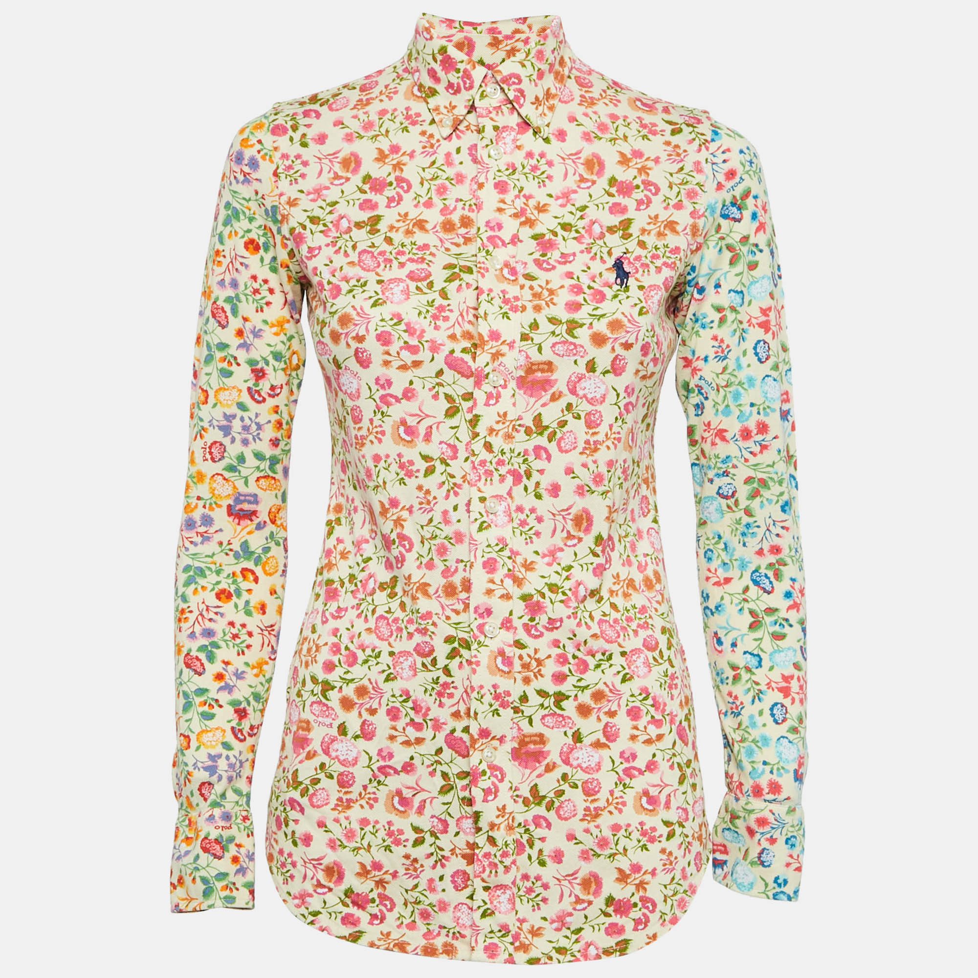 Pre-owned Ralph Lauren Multicolor Floral Cotton Knit Long Sleeve Shirt S