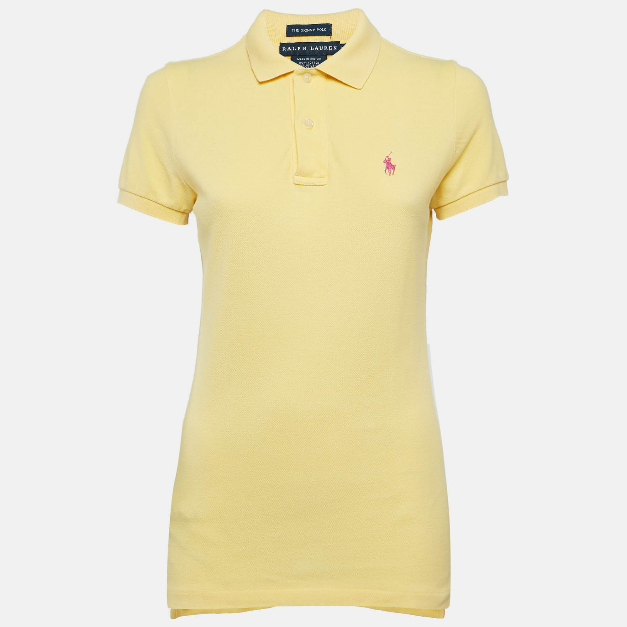 

Ralph Lauren Yellow Logo Embroidered Cotton Skinny Polo T-Shirt M