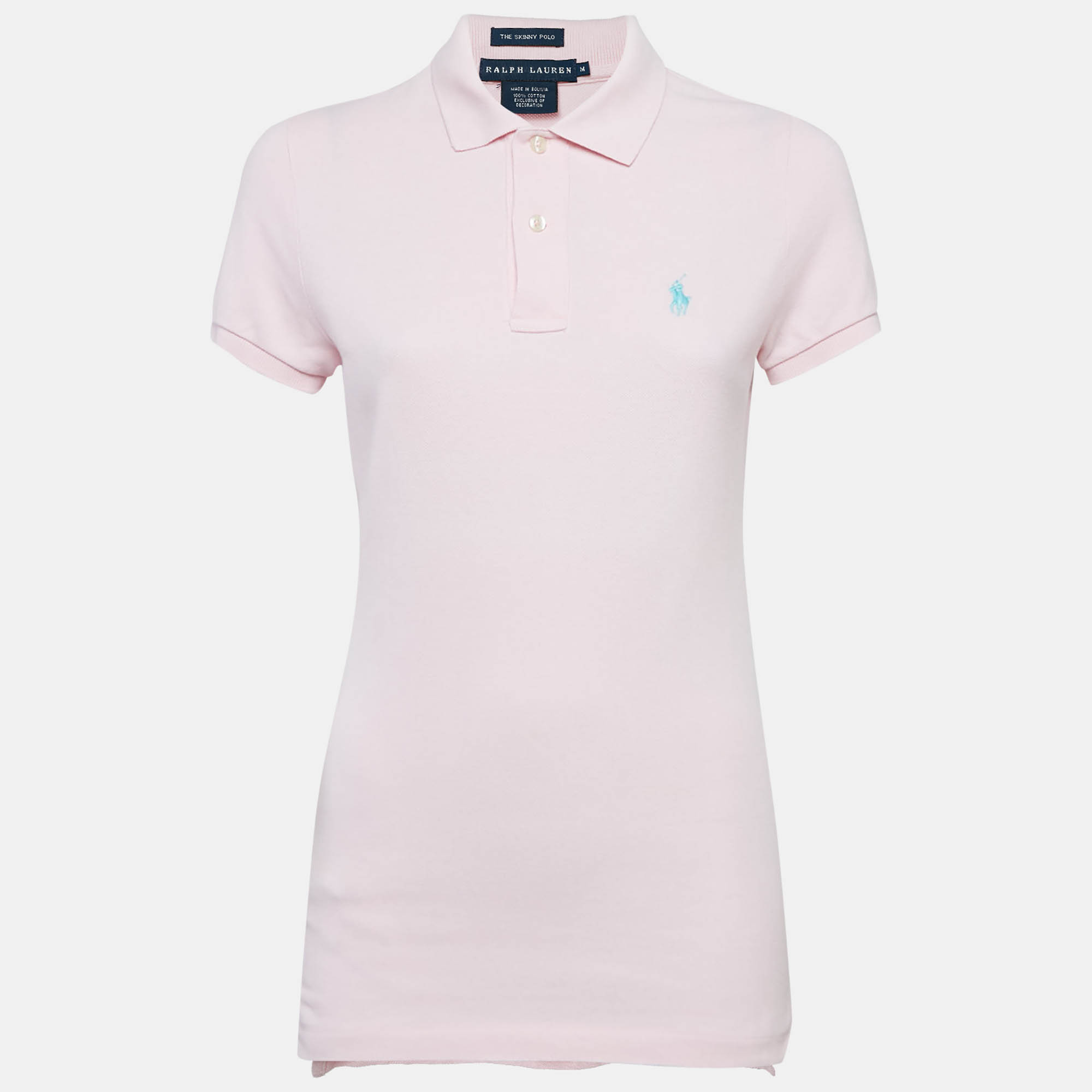 

Ralph Lauren Pink Logo Embroidered Cotton Skinny Polo T-Shirt M