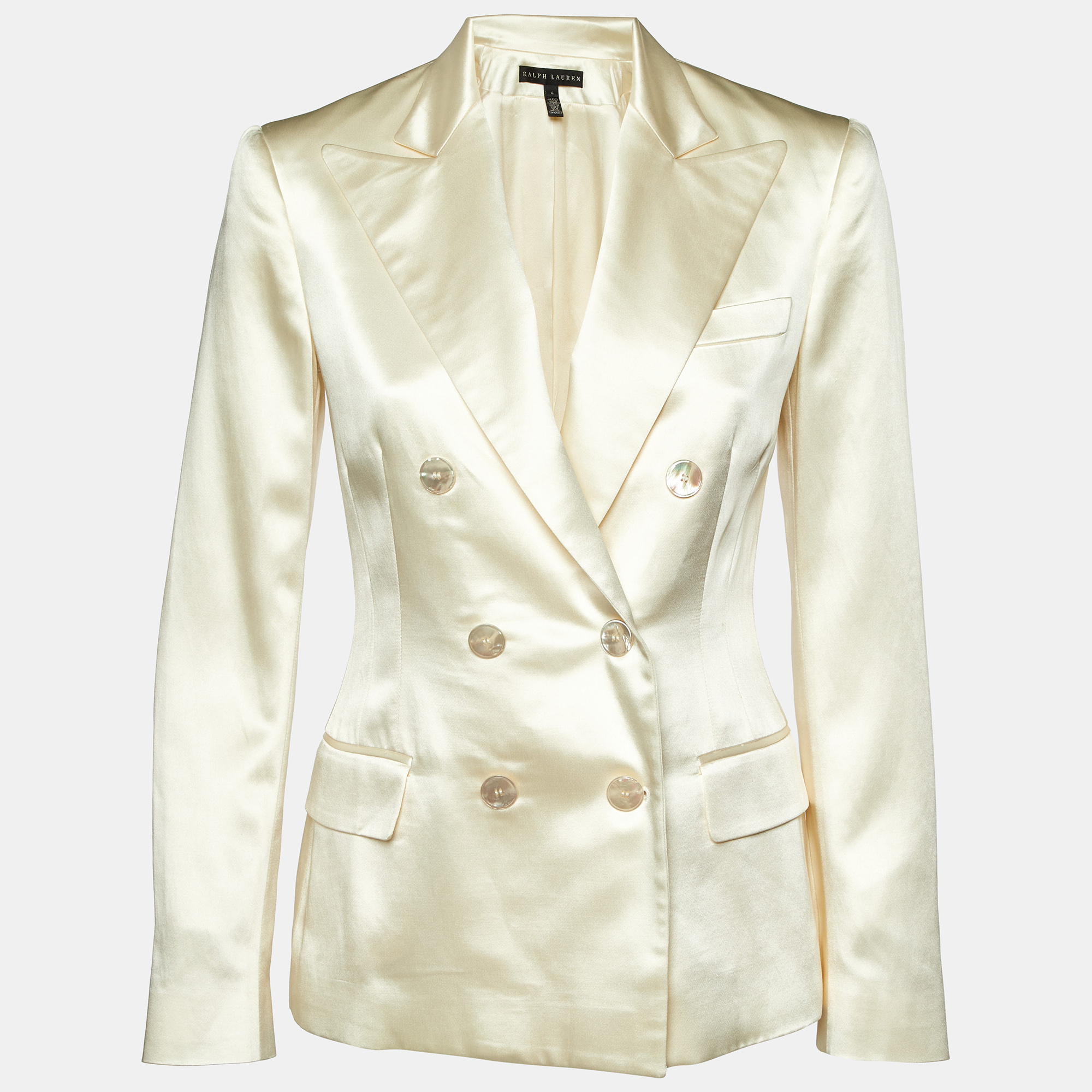 

Ralph Lauren Cream Satin Double Breasted Blazer S