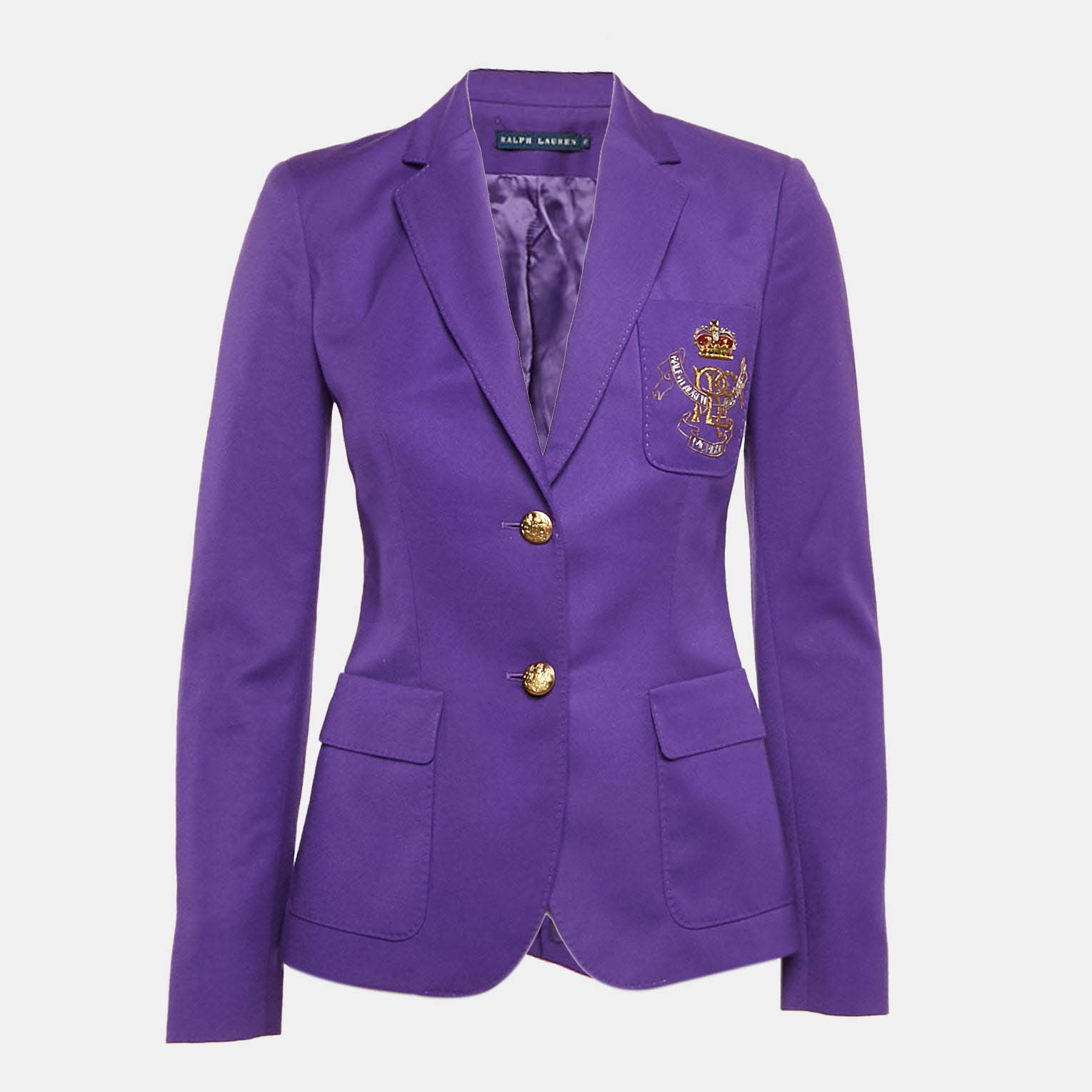 

Ralph Lauren Purple Embroidered Wool Single Breasted Blazer S