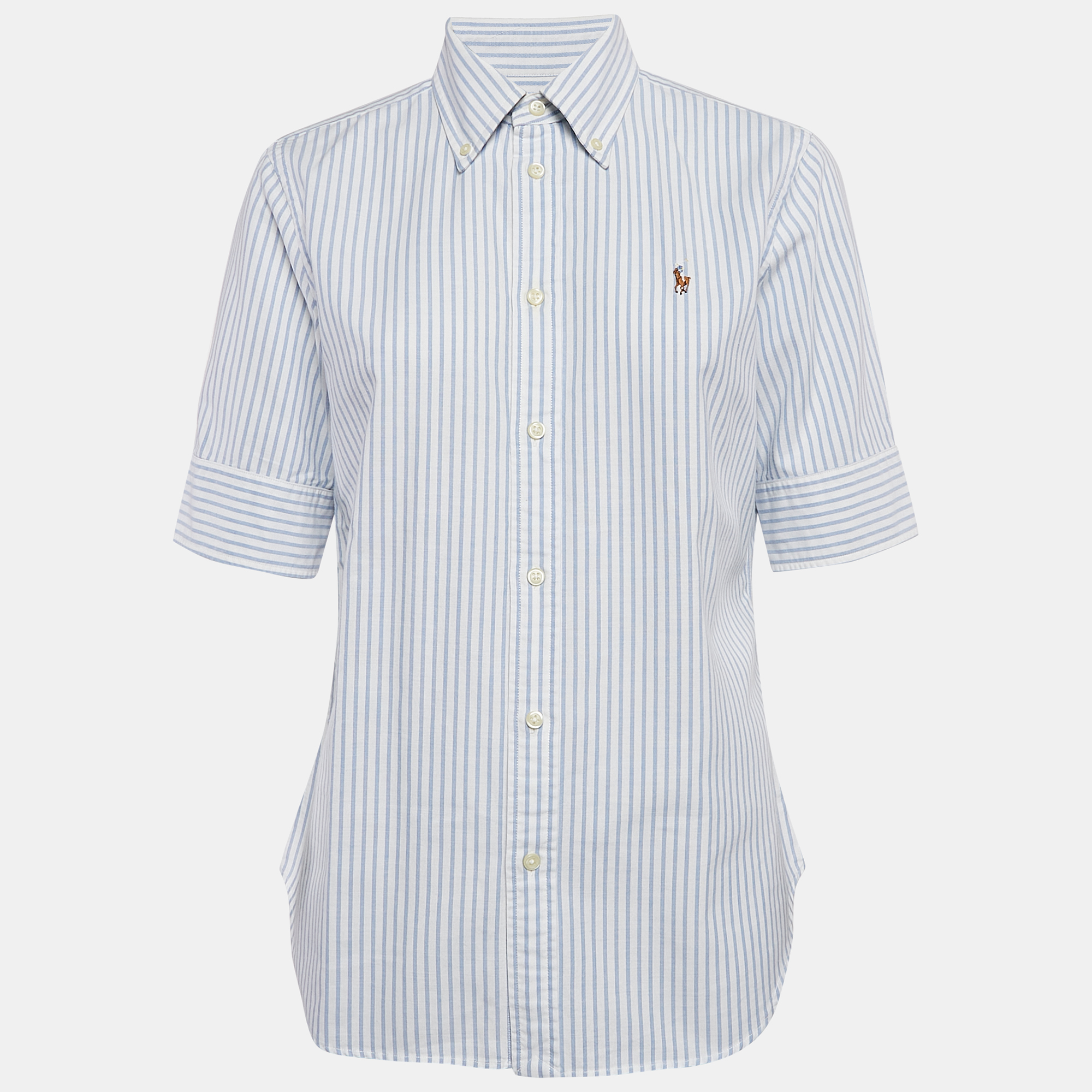 

Ralph Lauren White/Blue Stripe Cotton Half Sleeve Shirt M