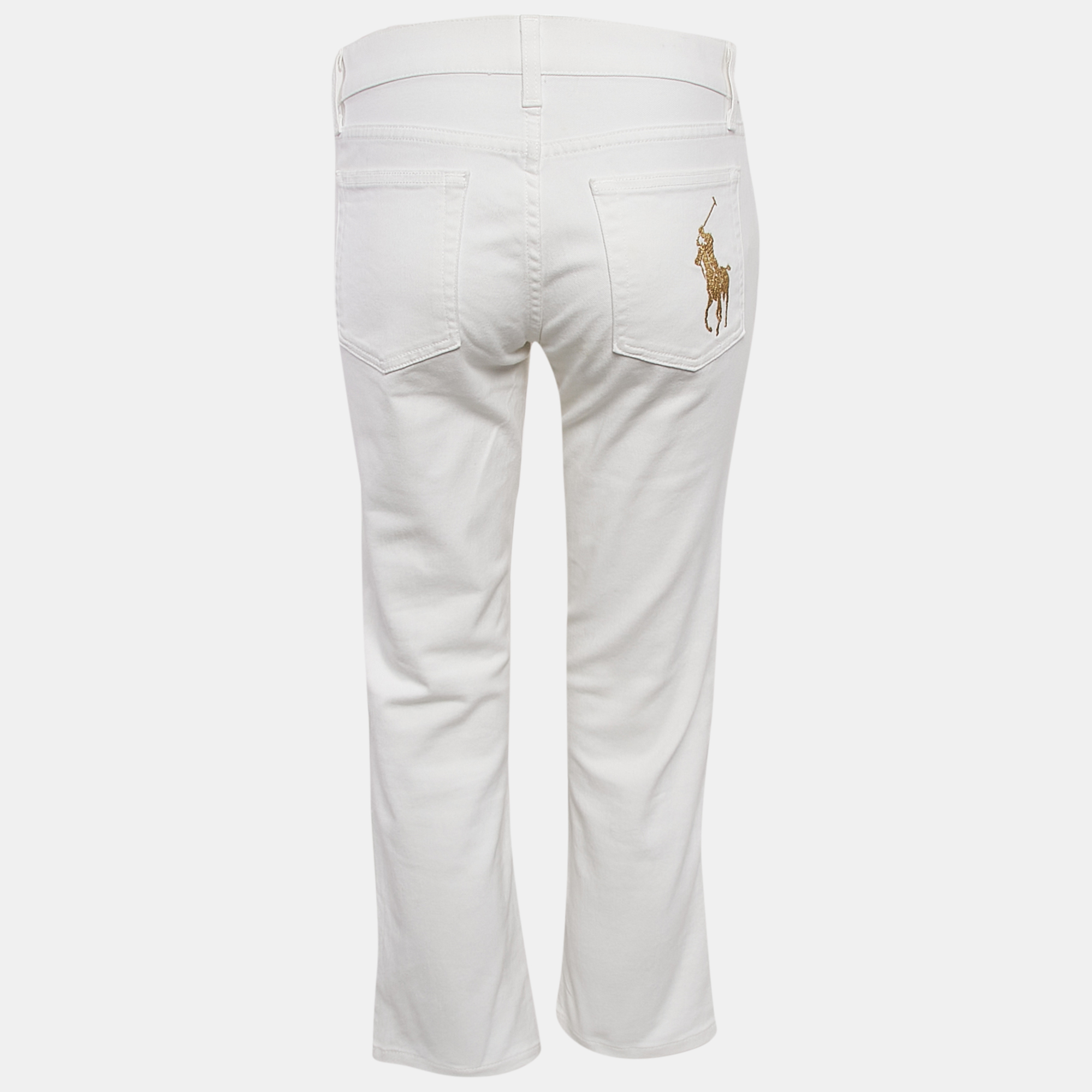Ralph Lauren Black Label White Logo Embroidered Denim Jeans M Waist 28