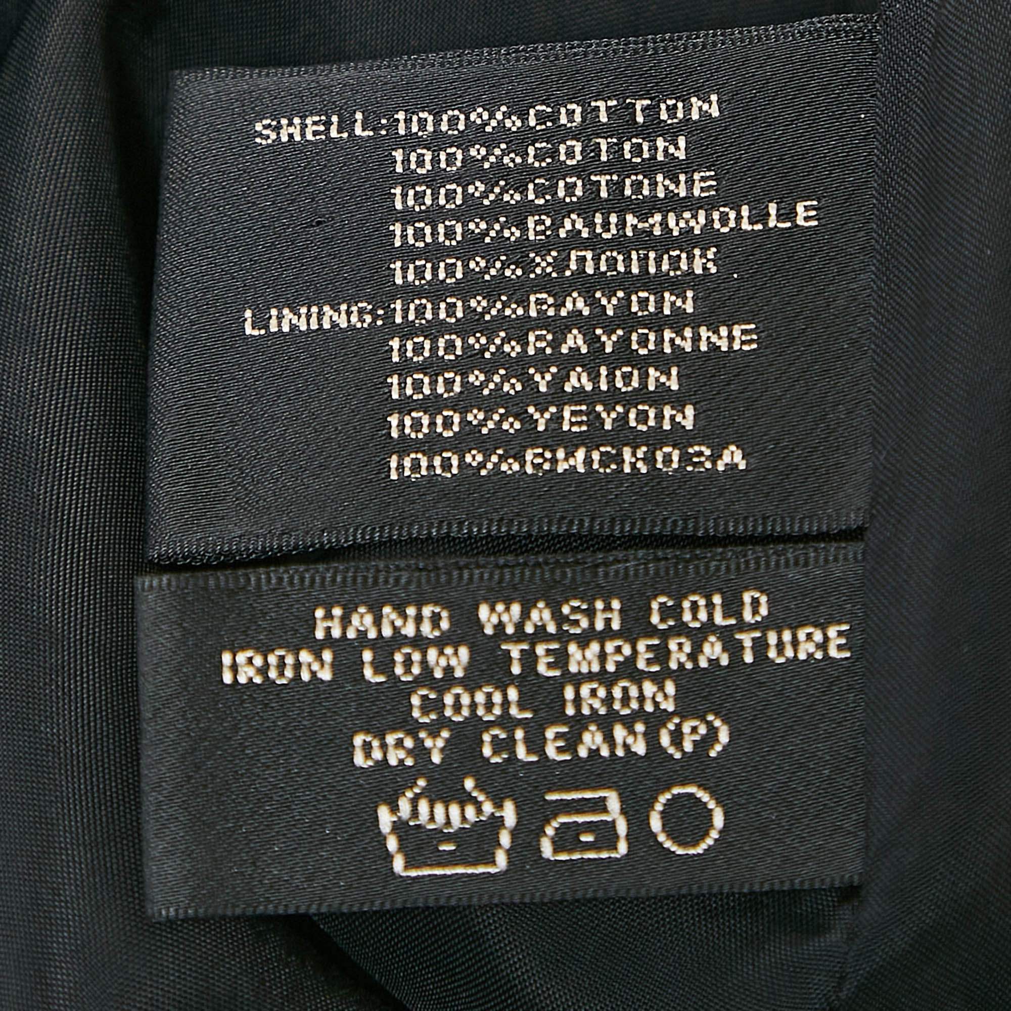 Ralph Lauren Black Cotton Single Breasted High Neck Coat M 