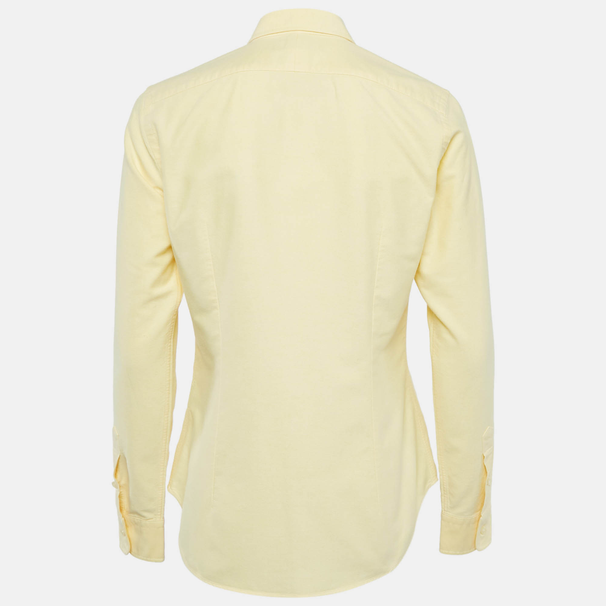 Ralph Lauren Yellow Cotton Slim Fit Button Front Shirt M 