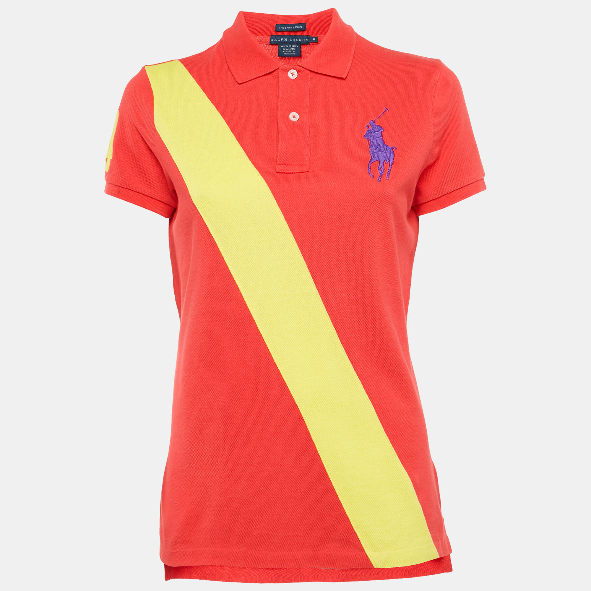 

Ralph Lauren Red Cotton Pique Applique Detail Polo T-Shirt M