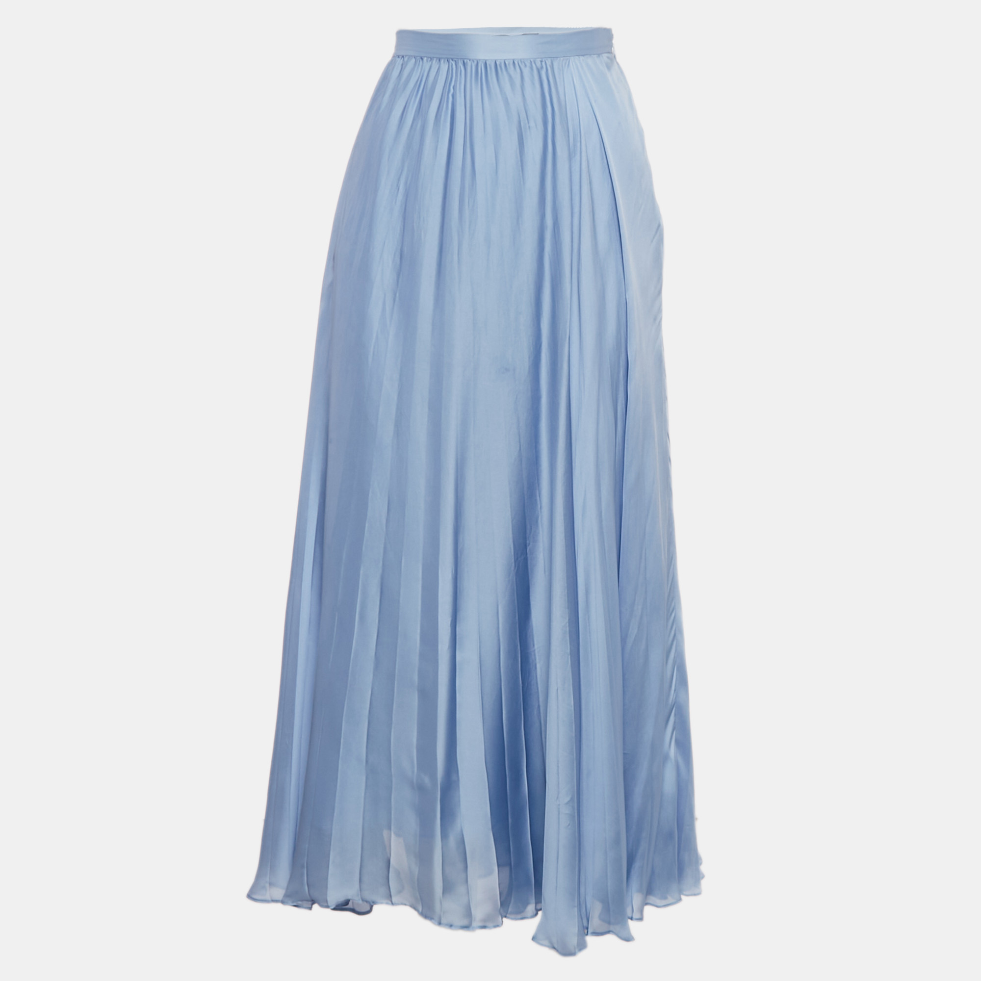 

Ralph Lauren Blue Plisse Silk Maxi Skirt S