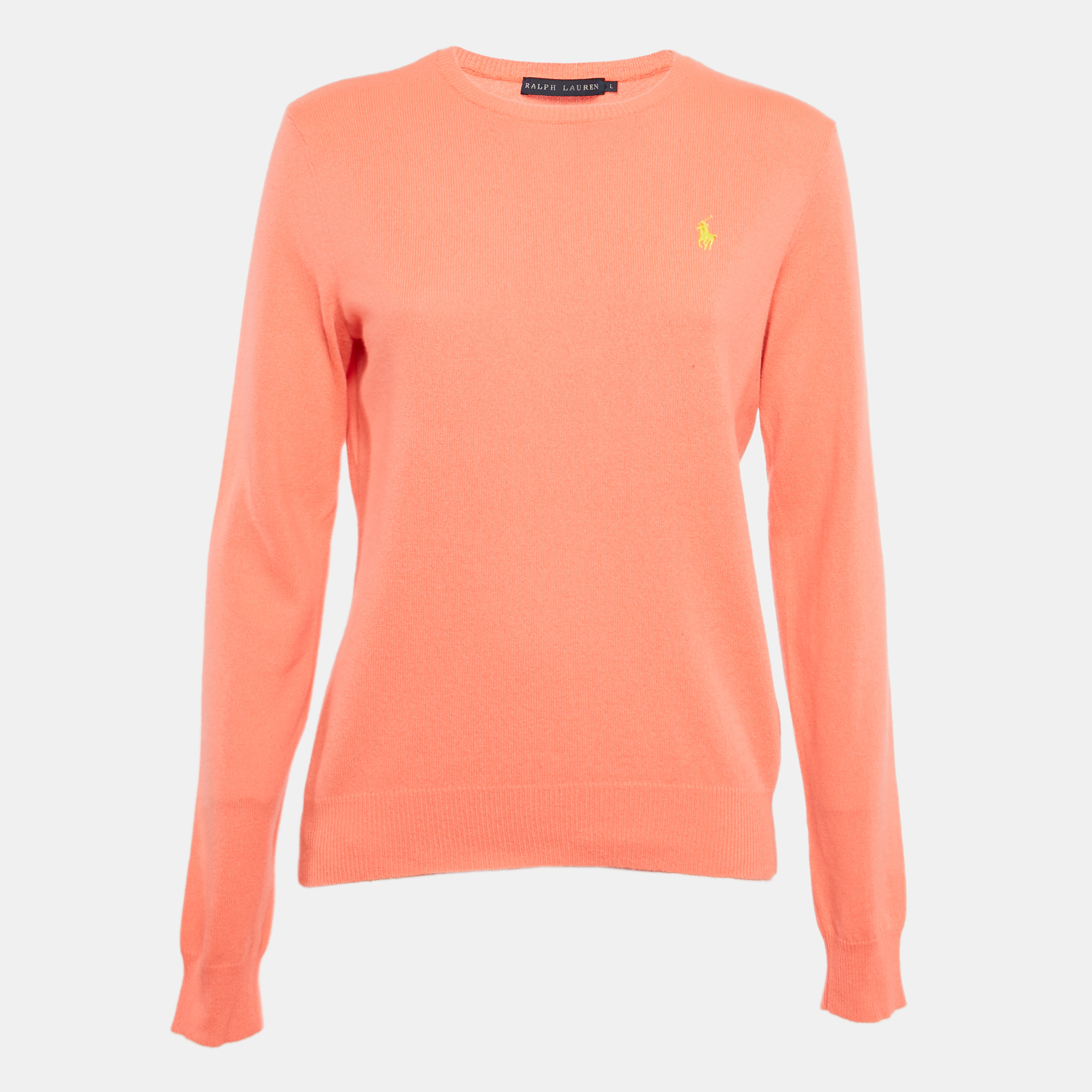 

Ralph Lauren Orange Cashmere Crew Neck Sweater L