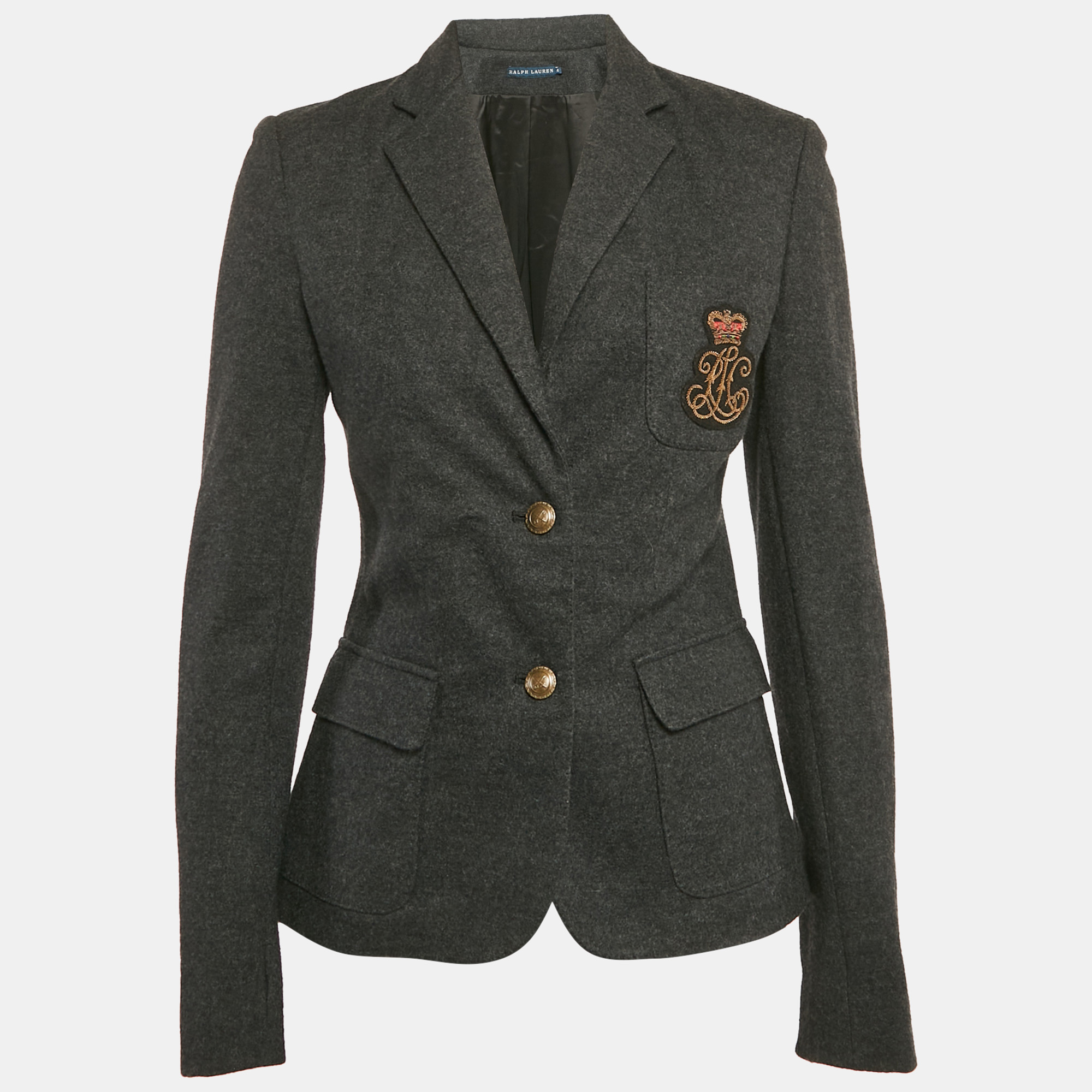 

Ralph Lauren Grey Felt Wool Crest Detail Blazer M, Navy blue