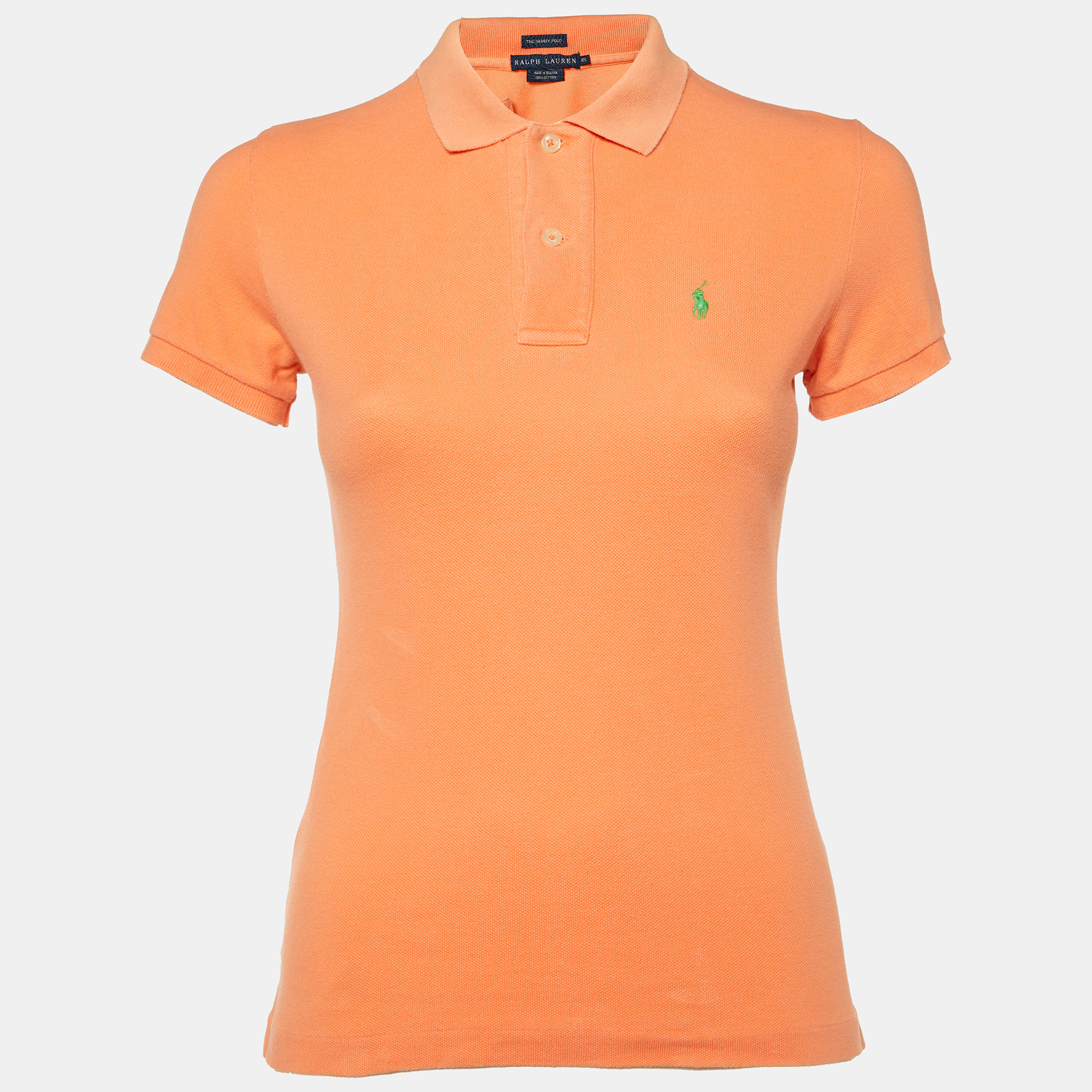 

Ralph Lauren Orange Logo Embroidered Cotton Skinny Polo T-Shirt XS