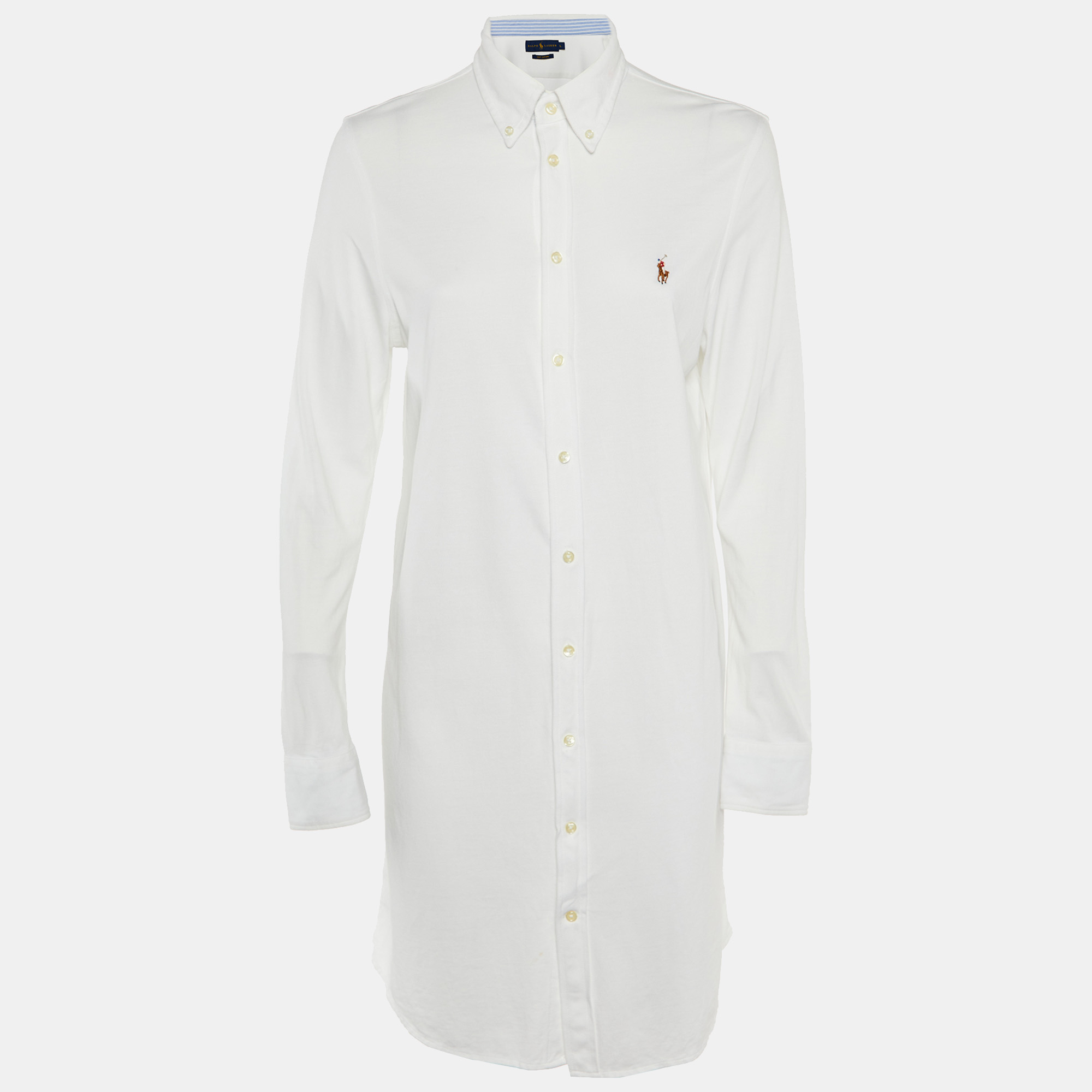 

Ralph Lauren White Cotton Knit Oxford Button Down Shirt L