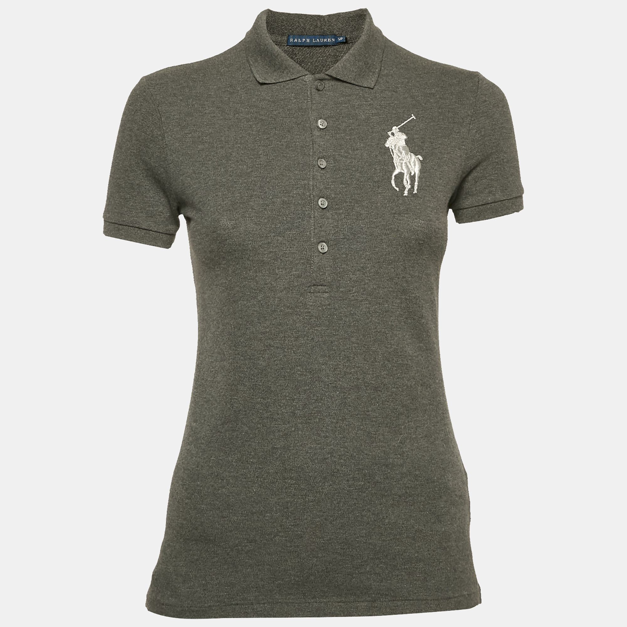 

Ralph Lauren Grey Logo Embroidered Cotton Pique Polo T-Shirt S