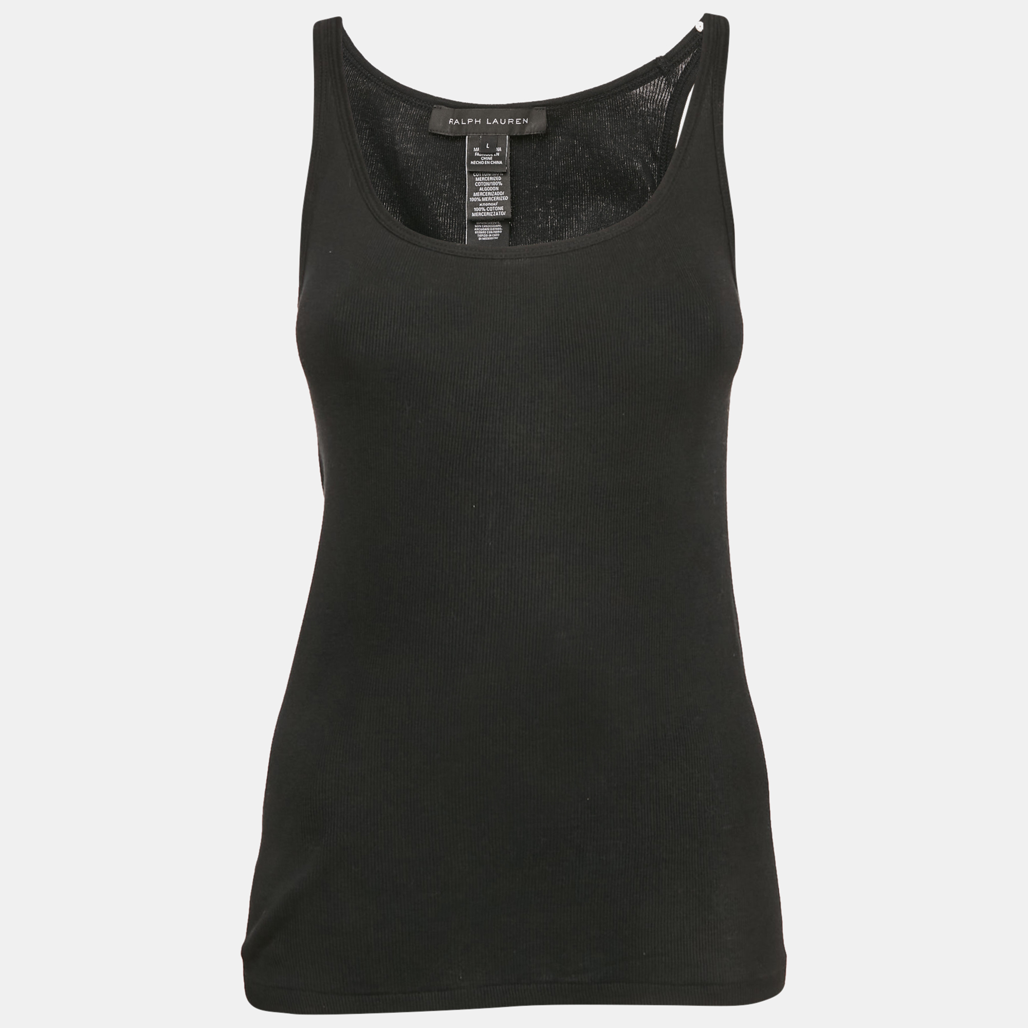 

Ralph Lauren Black Rib Knit Cotton Tank Top L