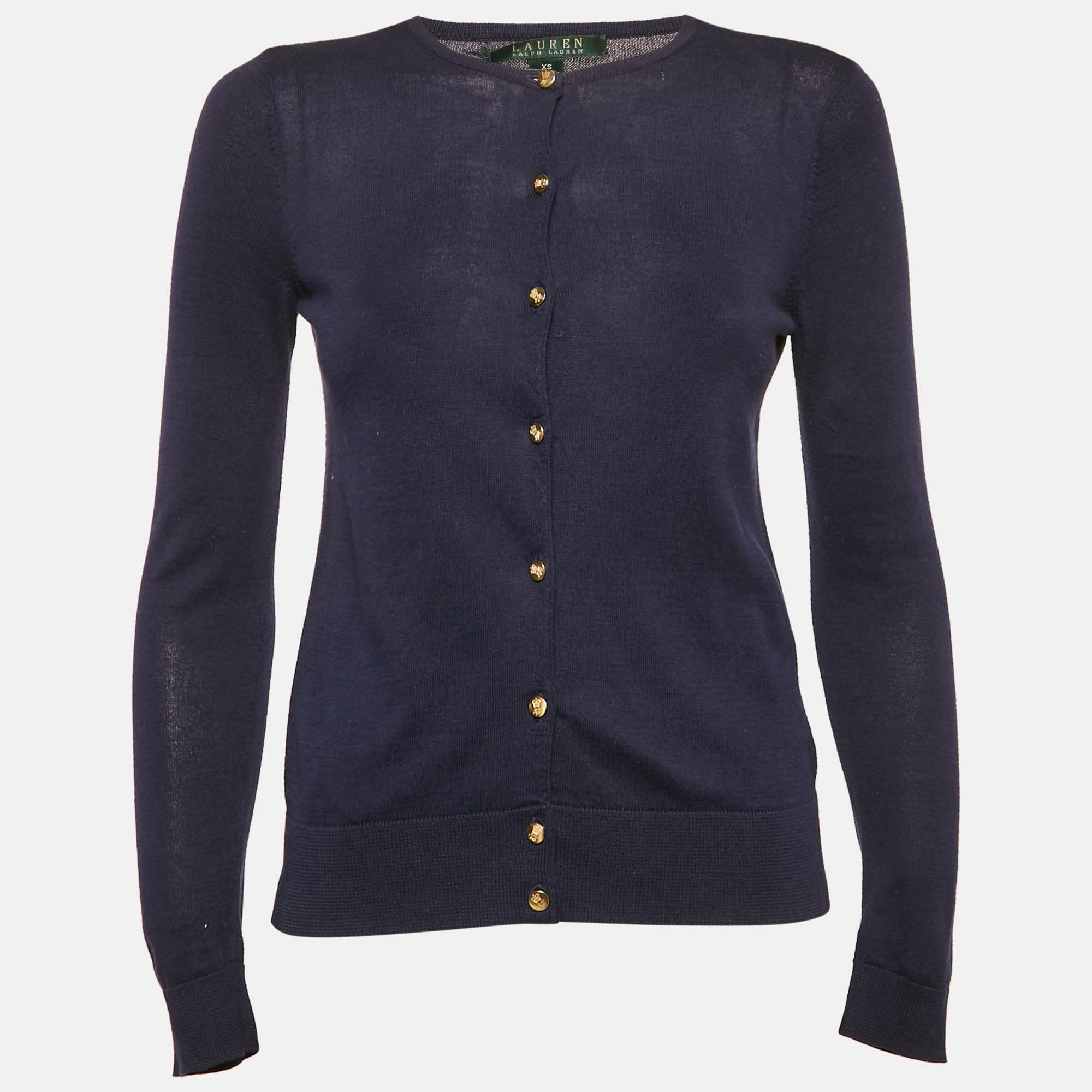 

Ralph Lauren Navy Blue Cotton Button Front Cardigan XS