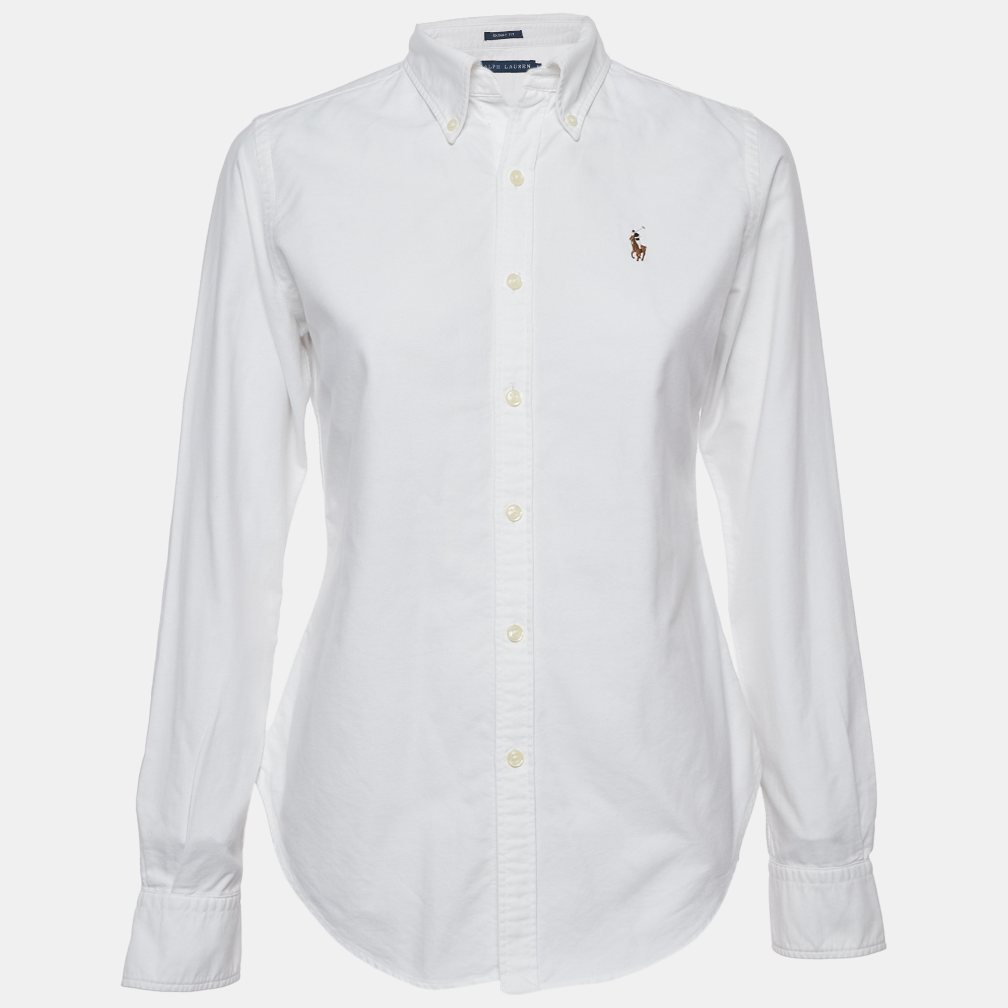 

Ralph Lauren White Logo Embroidery Cotton Button Front Shirt M
