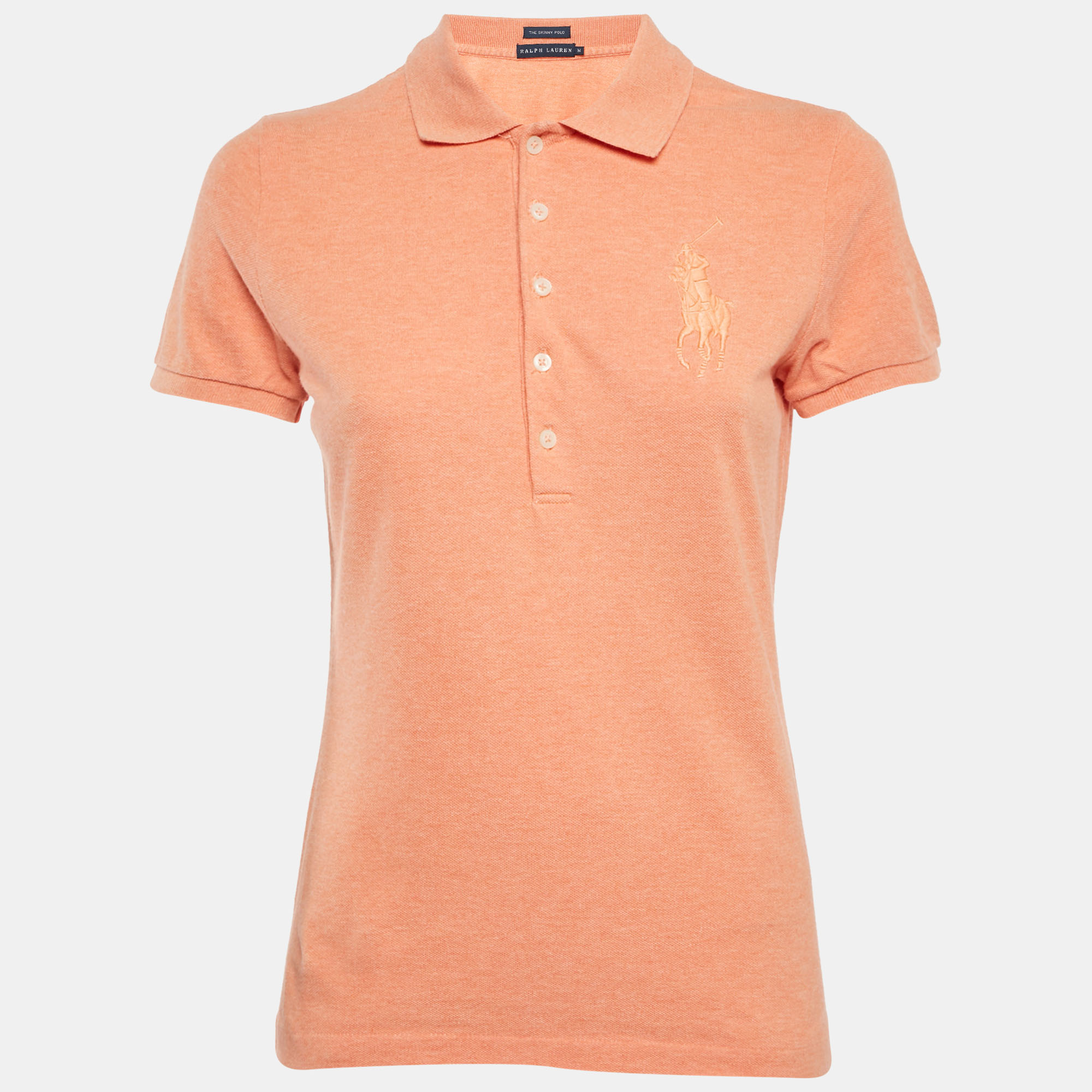 Ralph Lauren Orange Logo Embroidered Cotton Skinny Fit Polo T-Shirt M