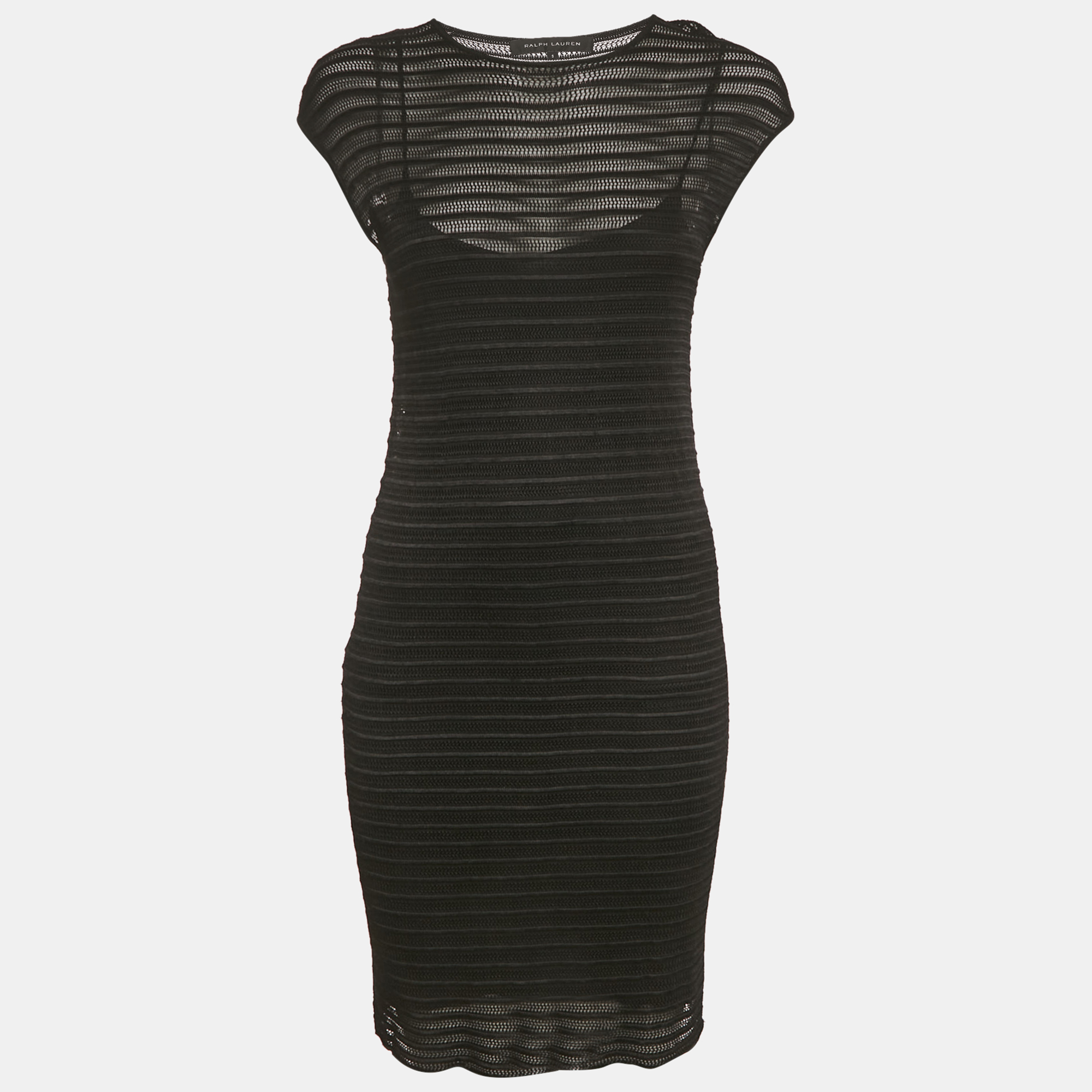 

Ralph Lauren Black Patterned Knit Short Dress S