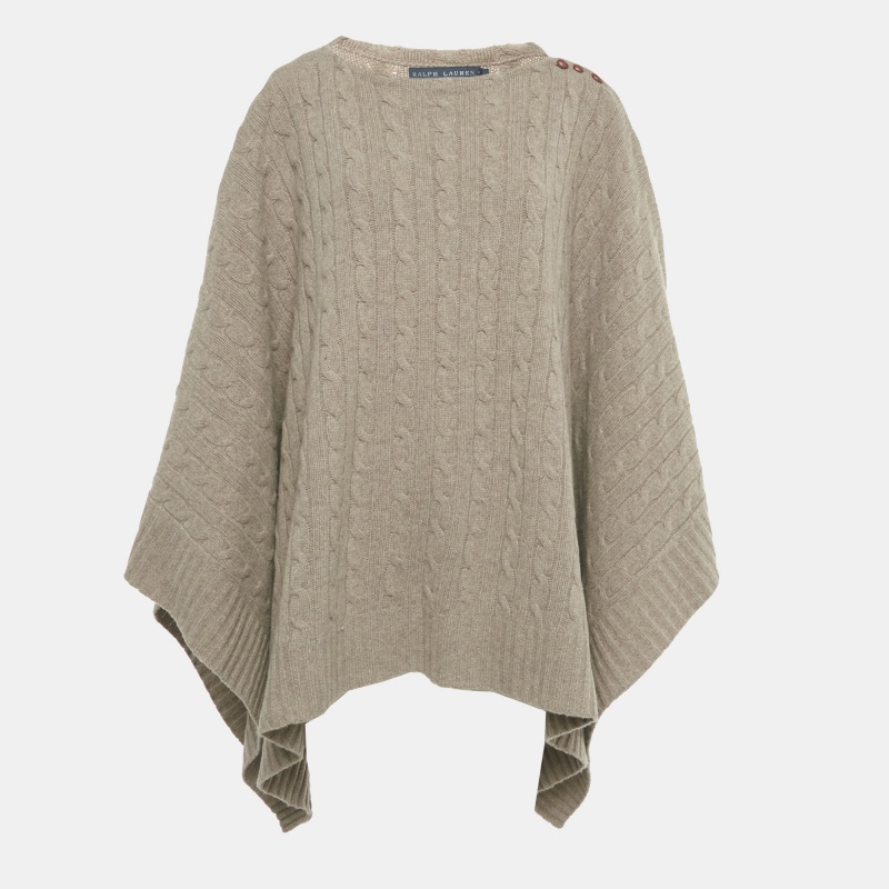 

Ralph Lauren Taupe Cable Knit Poncho M/L, Beige