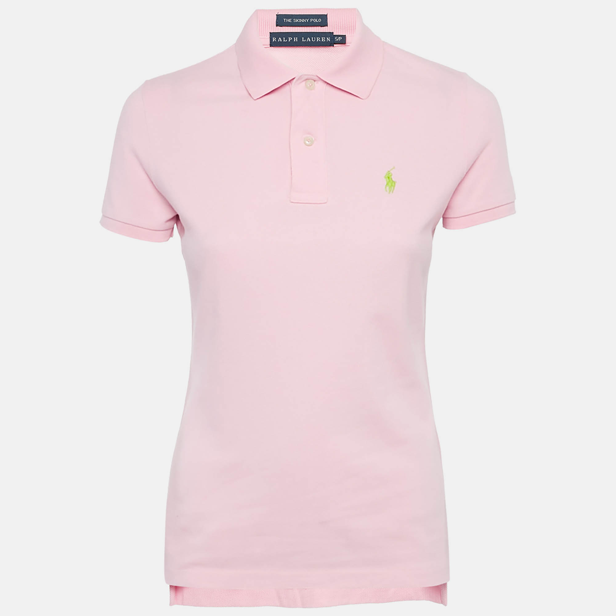 

Ralph Lauren Pink Logo Embroidered Cotton Skinny Polo T-Shirt S
