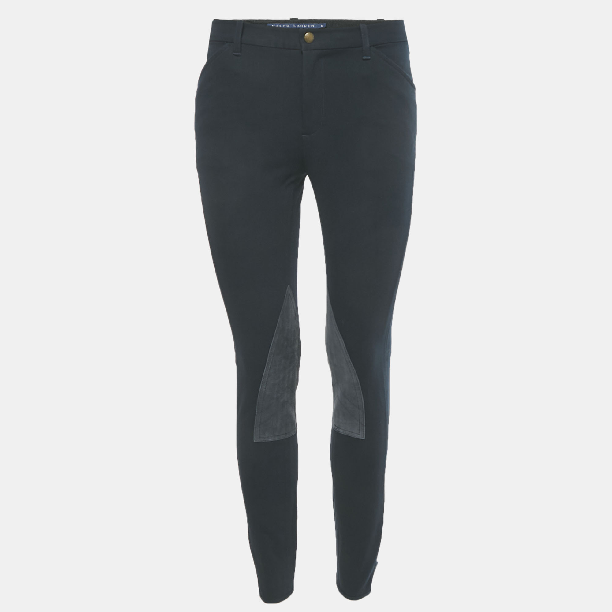

Ralph Lauren Blue Cotton Drill Suede Trim Breeches M