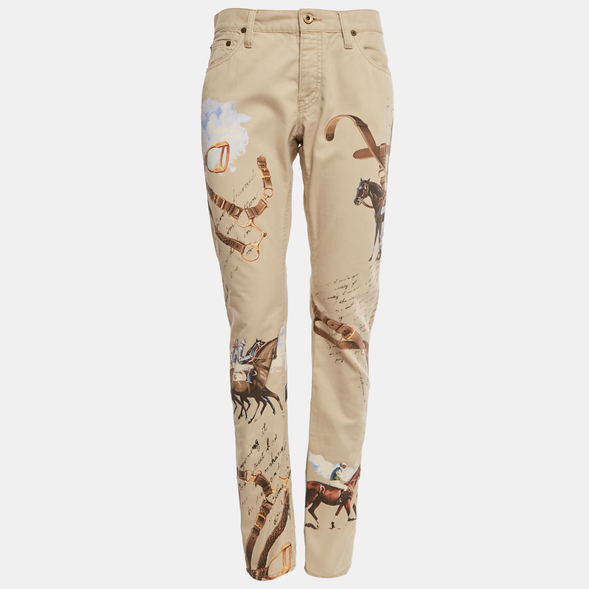 

Ralph Lauren Beige Equestrian Print Cotton Thompson 650 Pants M