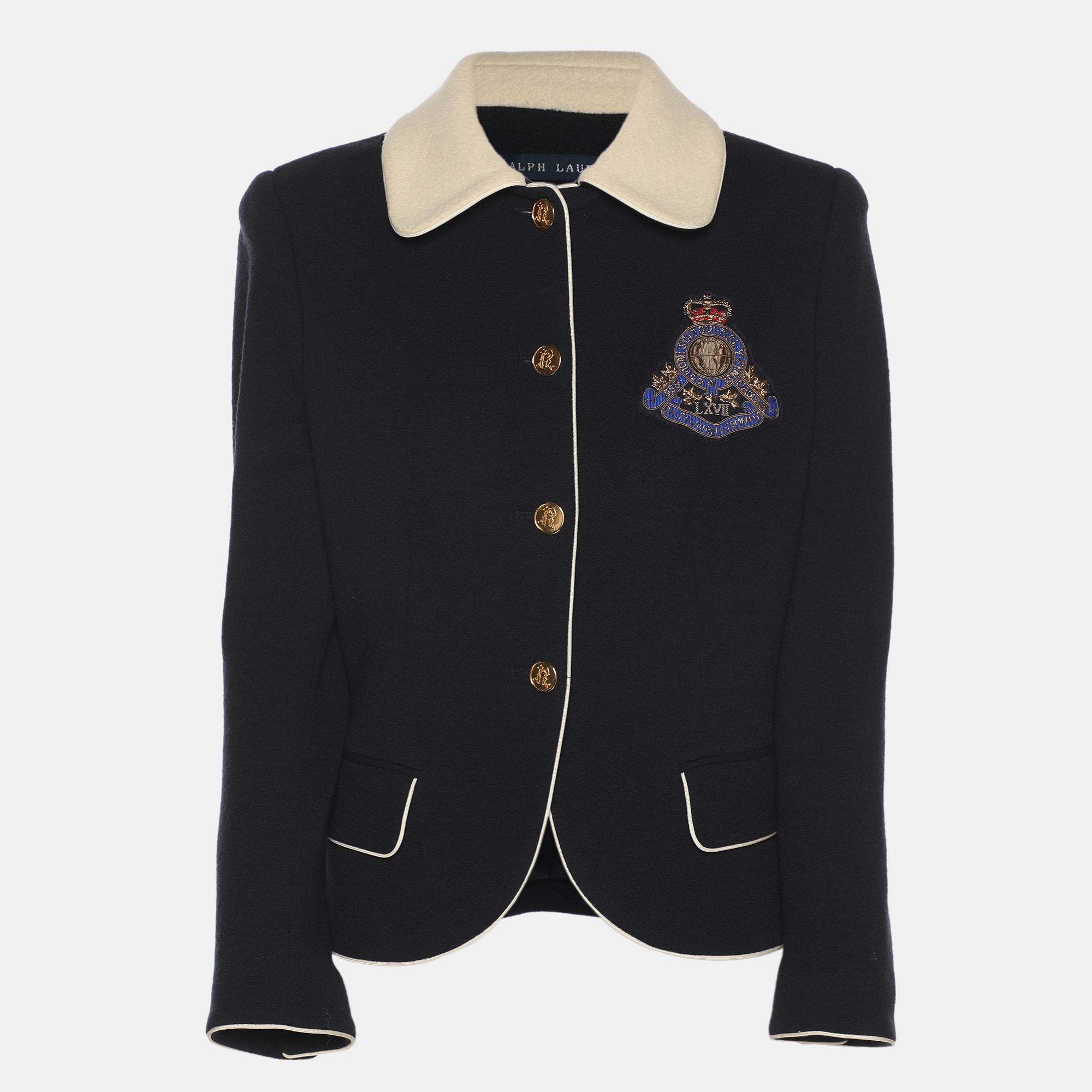

Ralph Lauren Navy Blue/Cream Wool Jacket M