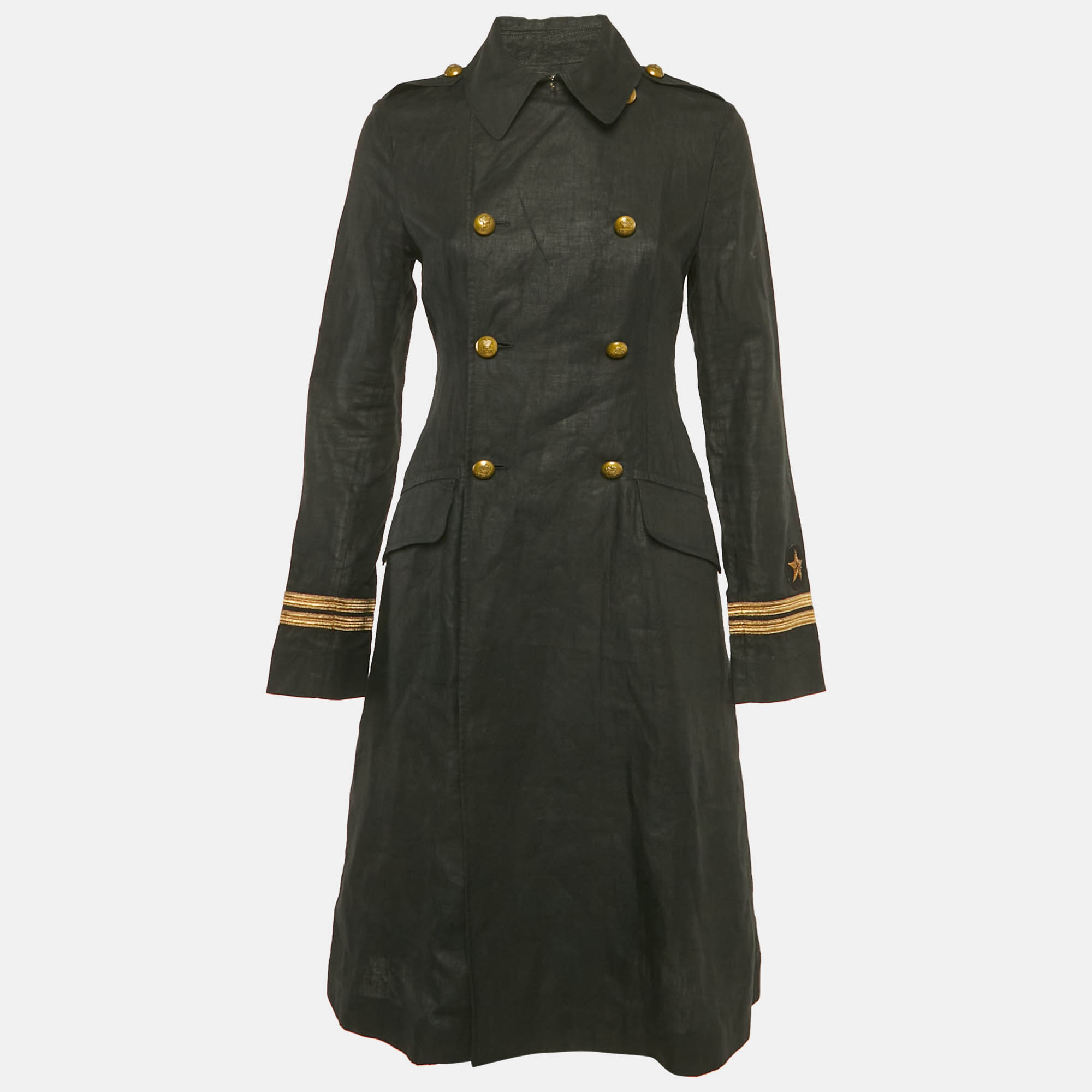 

Ralph Lauren Black Linen Double Breasted Coat M