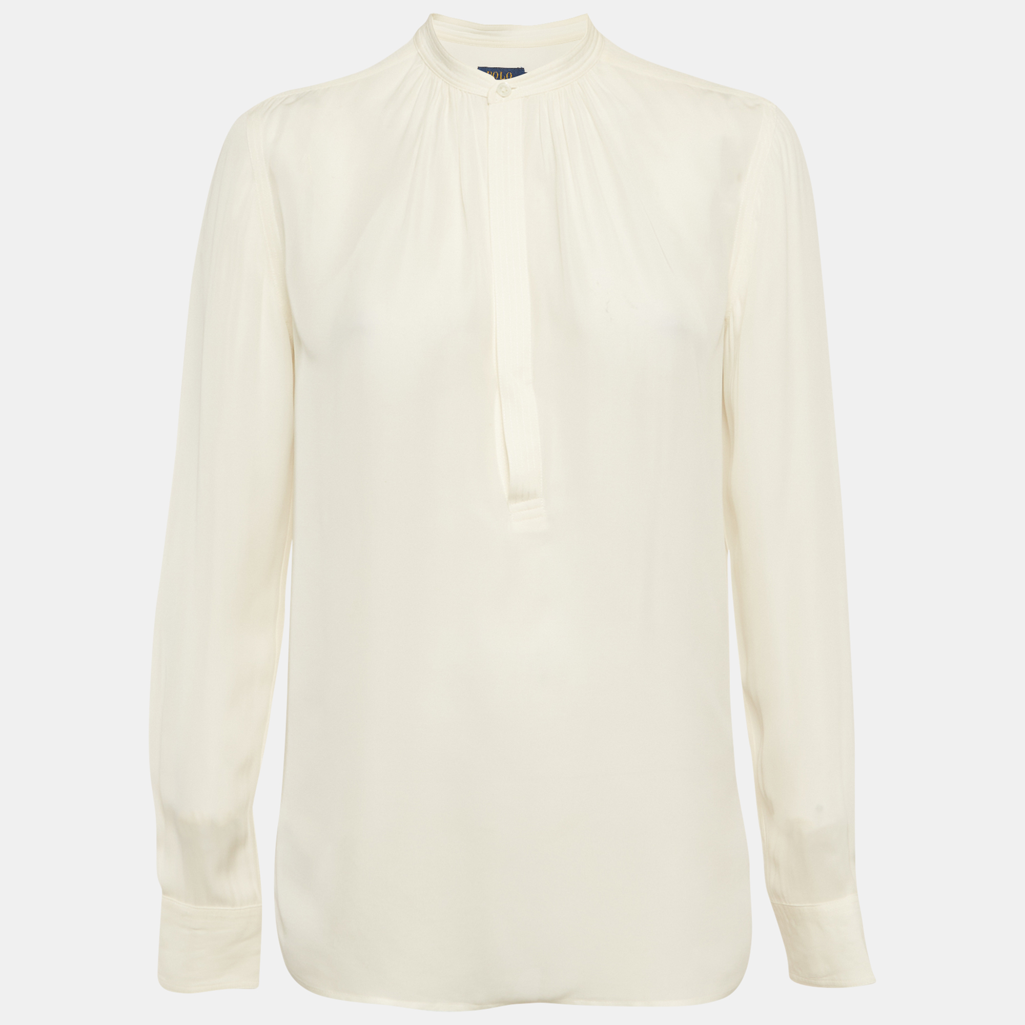 

Ralph Lauren Cream Silk Blend Puff Sleeve Blouse S
